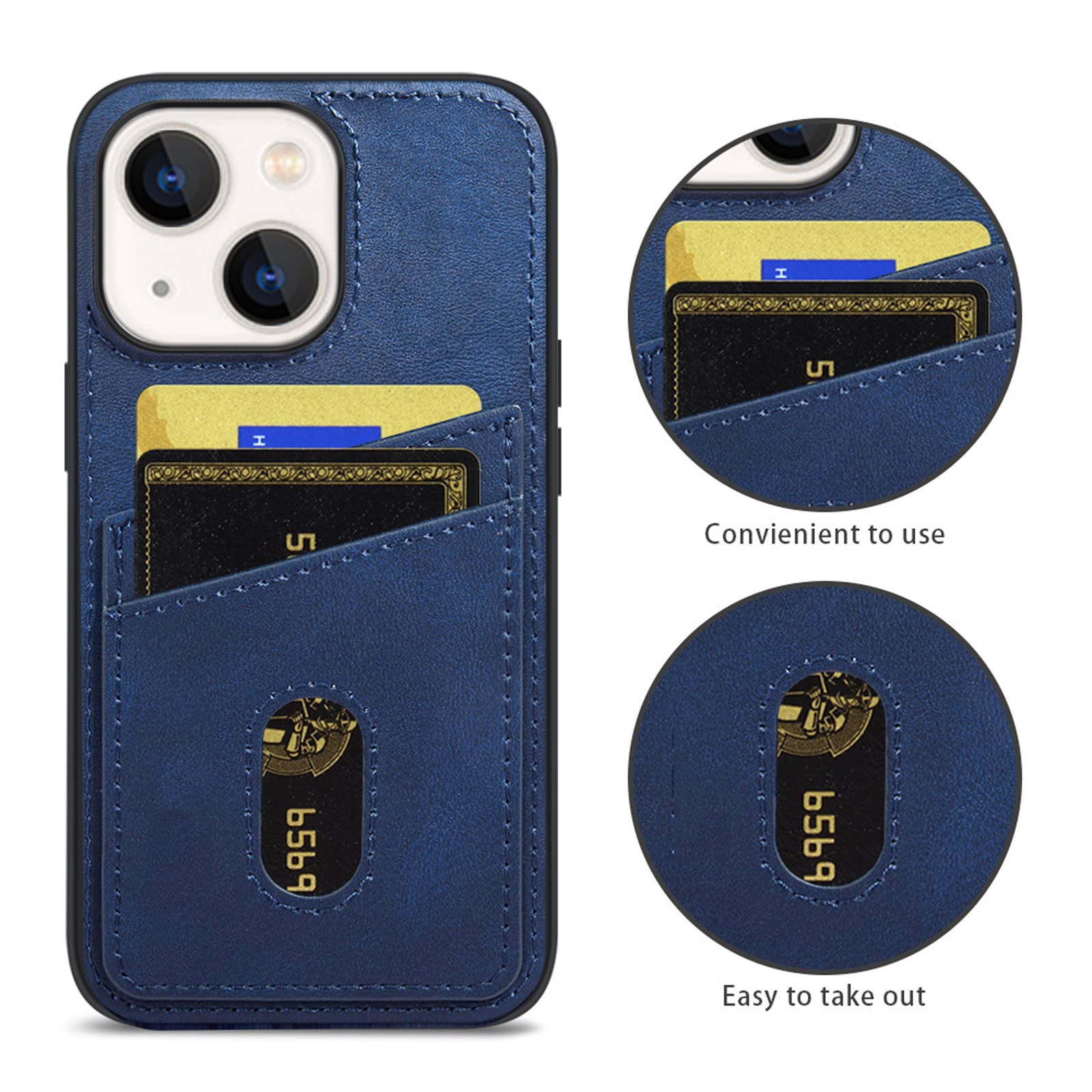 Premium Leather Wallet Case for iPhone 14/14 Plus/14 Pro/14 Pro Max - Slim Fit Shockproof Protective Phone Cover with Card Holder (Blue) | Perfect for Everyday Use, Travel & Business Meetings