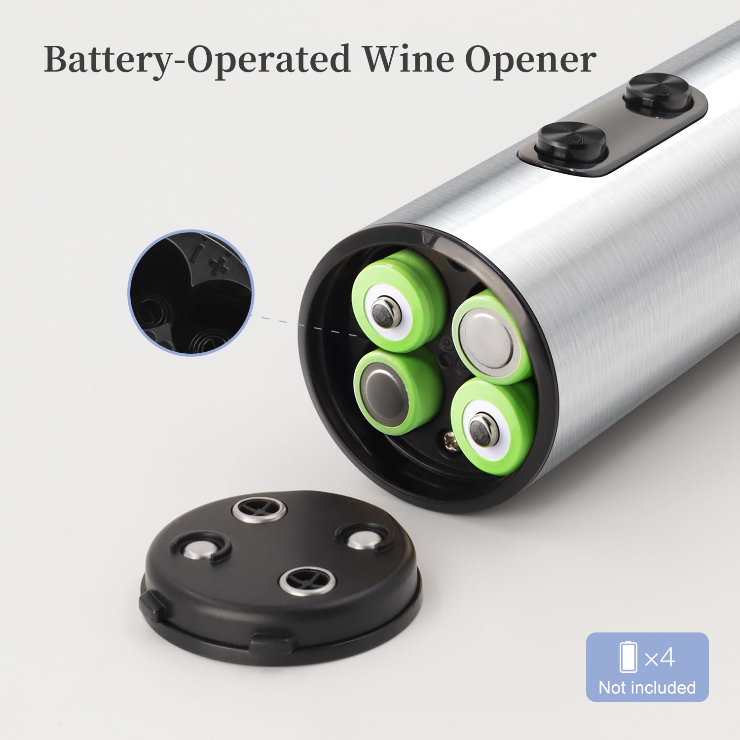 Electric Wine Opener with Foil Cutter & LED Light - Battery Powered Automatic Corkscrew for Wine Bottles | Perfect for Home Bars, Parties & Gifts (4 AA Batteries Not Included)