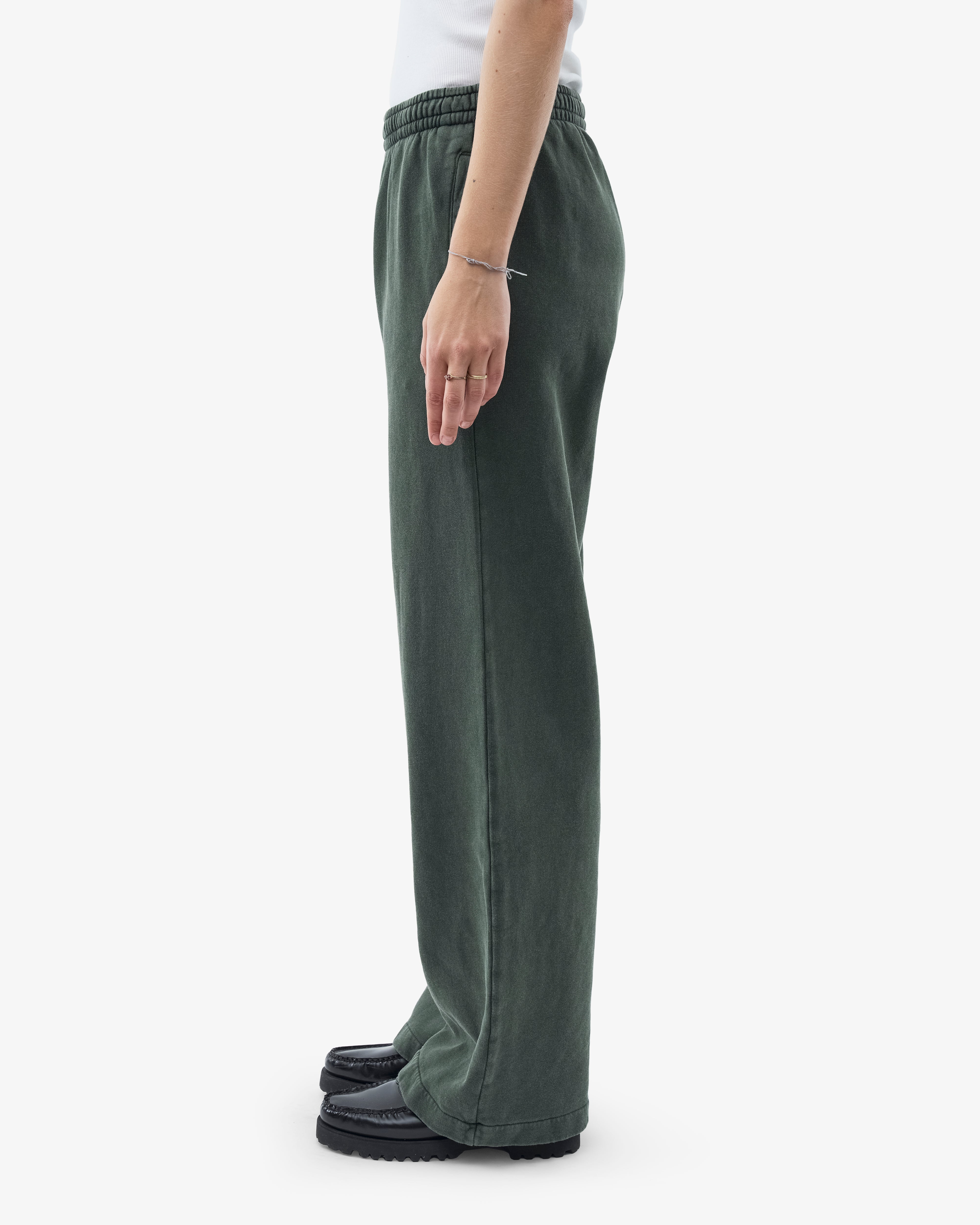 Organic Straight Leg Sweatpants for Women - Soft Cotton Lounge Pants with Elastic Waistband - Midnight Forest Green - Perfect for Yoga, Running & Home Relaxation