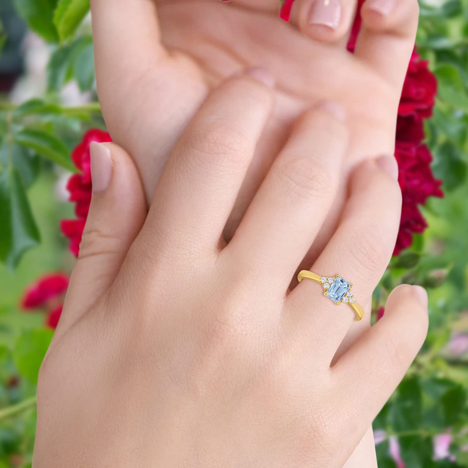 OMRANII Radiant Cut Marquise Style Statement Wedding Engagement Ring - 14K Yellow Gold Cubic Zirconia Solitaire for Women | Perfect for Proposals, Anniversaries & Special Occasions