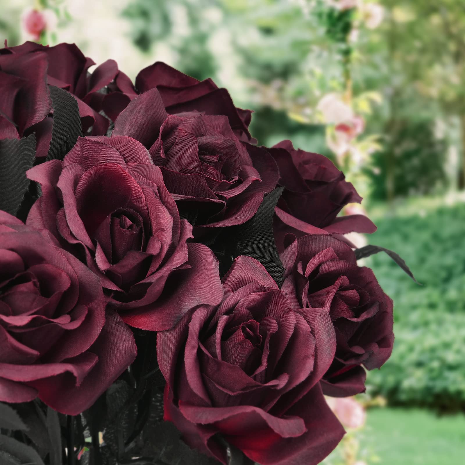 Artflower 10 Pack Artificial Silk Roses Bouquet - 16'' Long Stem Wine Red Lifelike Fake Flowers for Christmas, Wedding, Birthday Party Decor | Perfect for Table Centerpieces, Home Decoration & Gift Giving