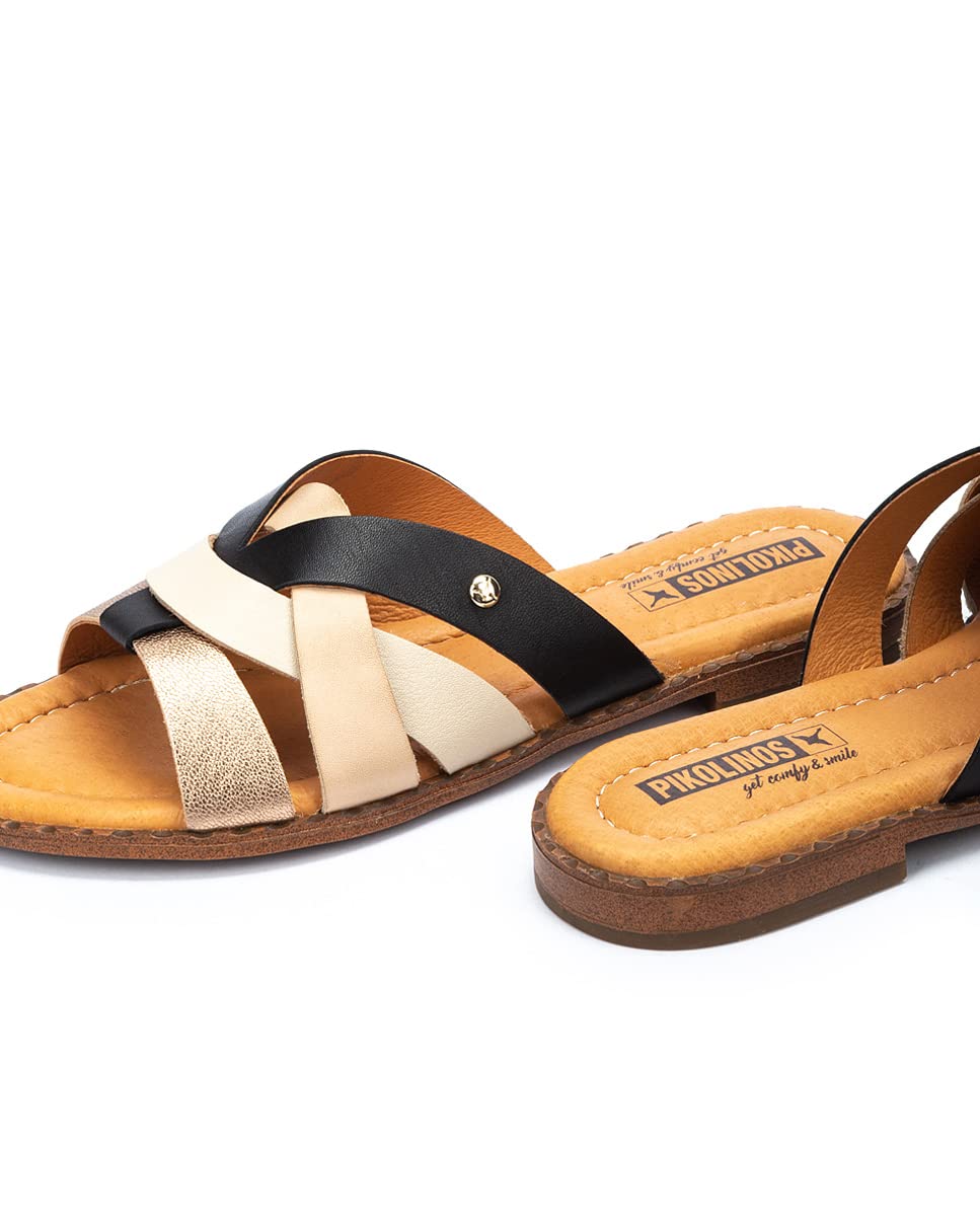 PIKOLINOS Women's Leather Flat Sandals - Comfortable Algar Style for Casual Wear, Beach & Summer Outfits