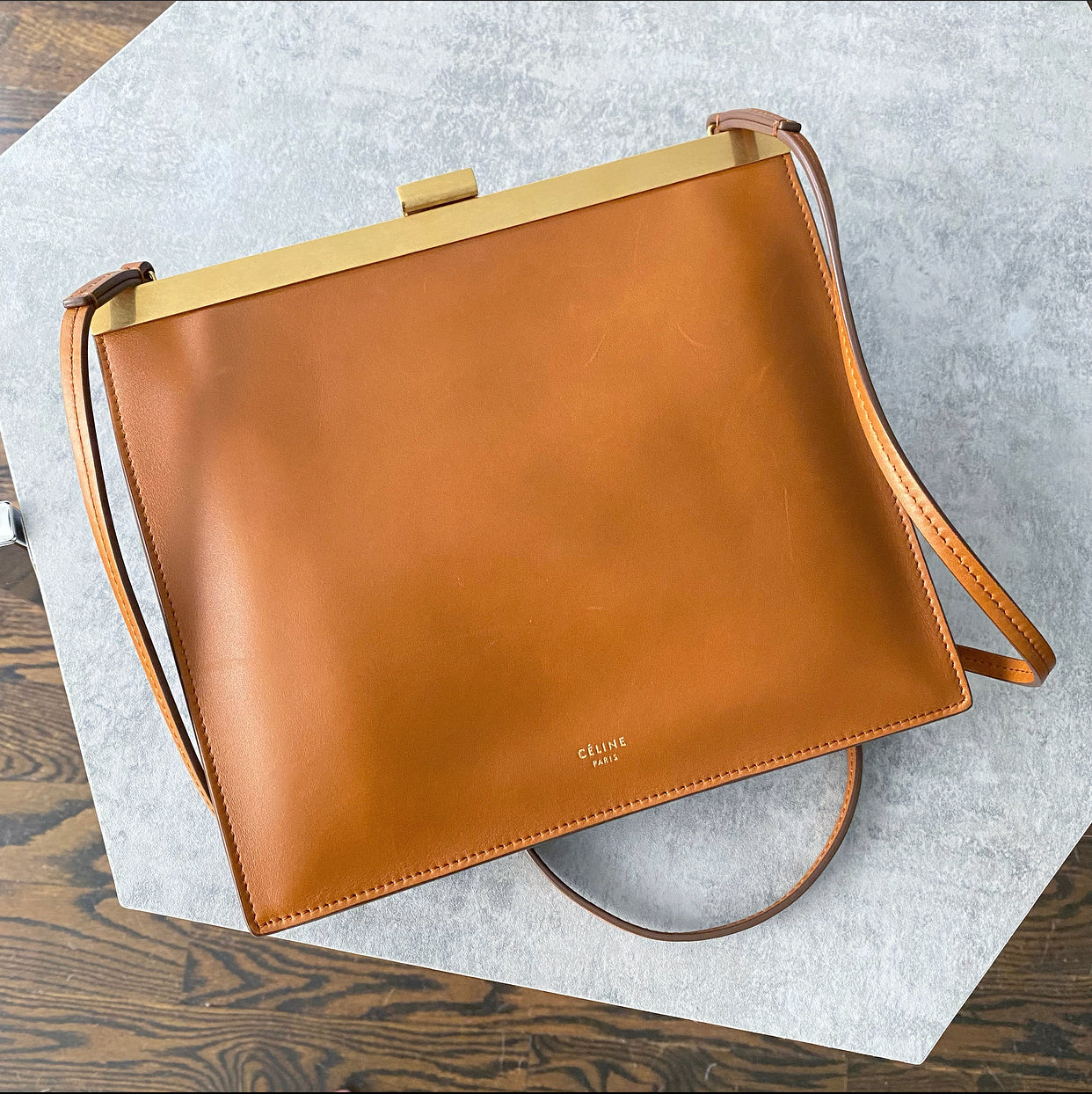 Celine Mini Clasp Bag in Caramel Smooth Calfskin Leather - Elegant Crossbody Purse for Women, Perfect for Date Night & Evening Events