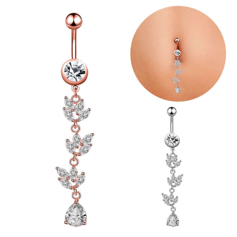 Shiny Dangle Belly Button Ring Piercing Jewelry WH1304 - Perfect for Navel Piercing, Belly Dance, and Summer Beach Outfits