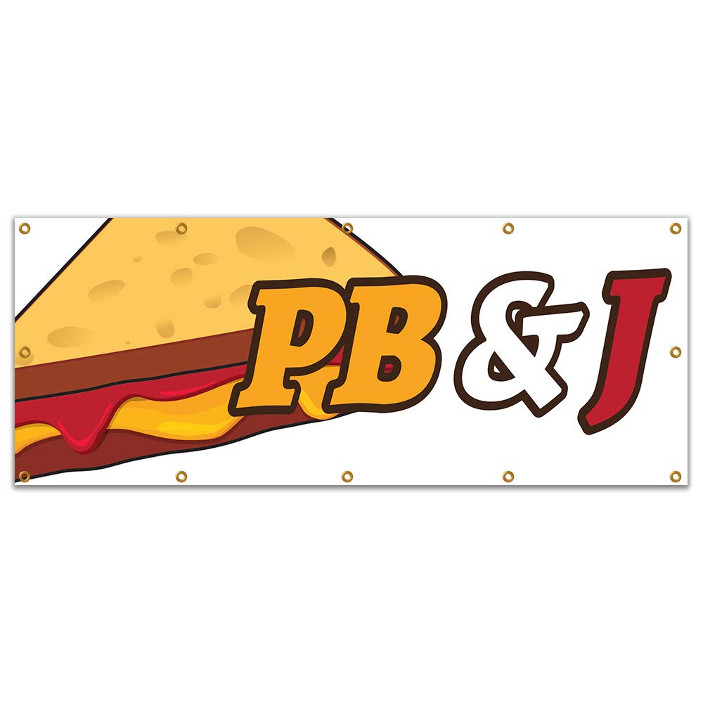 PB & J 120 Inch Vinyl Banner for Concession Stands & Food Trucks - Single Sided, Waterproof & Durable - Perfect for Outdoor Events, Festivals & Street Vendors