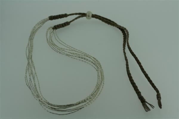 8 Strand Silver Sand Thread Necklace for Women - Boho Beach Jewelry for Summer, Layering & Everyday Wear