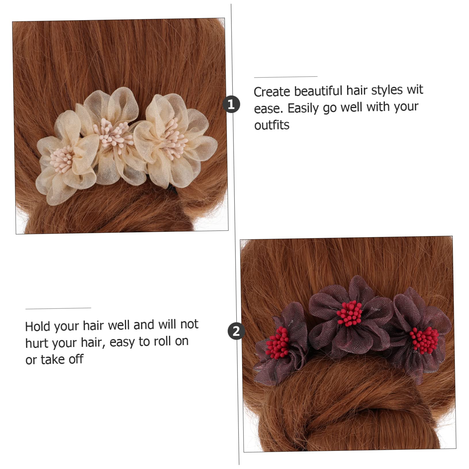 FOMIYES 6-Piece Hair Bun Maker Set - Donut Bun Maker with Flower Decor, Hair Accessories for Girls & Boys, Durable & Break-Resistant - Perfect for School, Parties & Everyday Styling