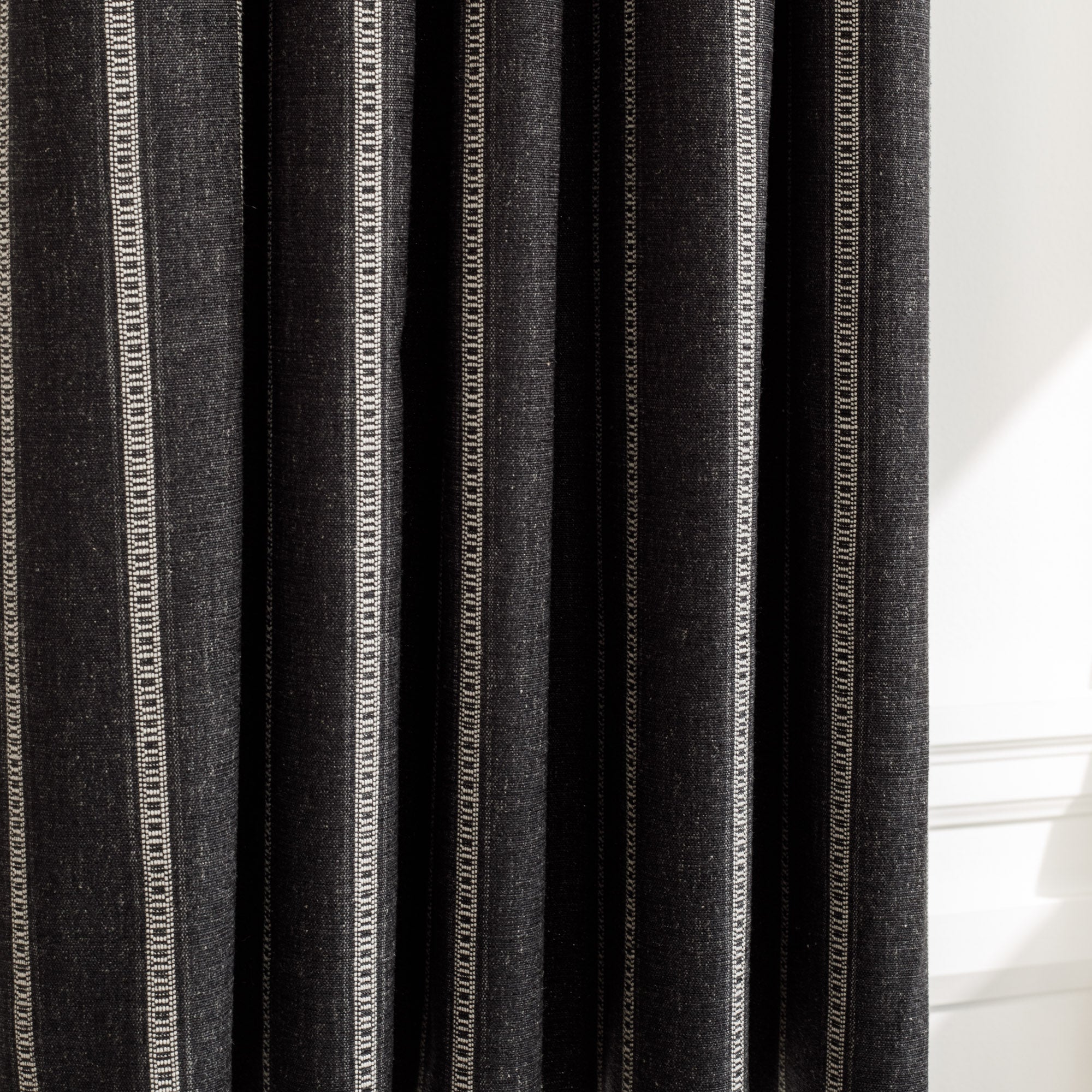 Brunswick Stripe Fabric - Premium Onyx Black Upholstery Material for Sofa, Chair & Home Decor | Perfect for Living Room, Bedroom & Office Furniture