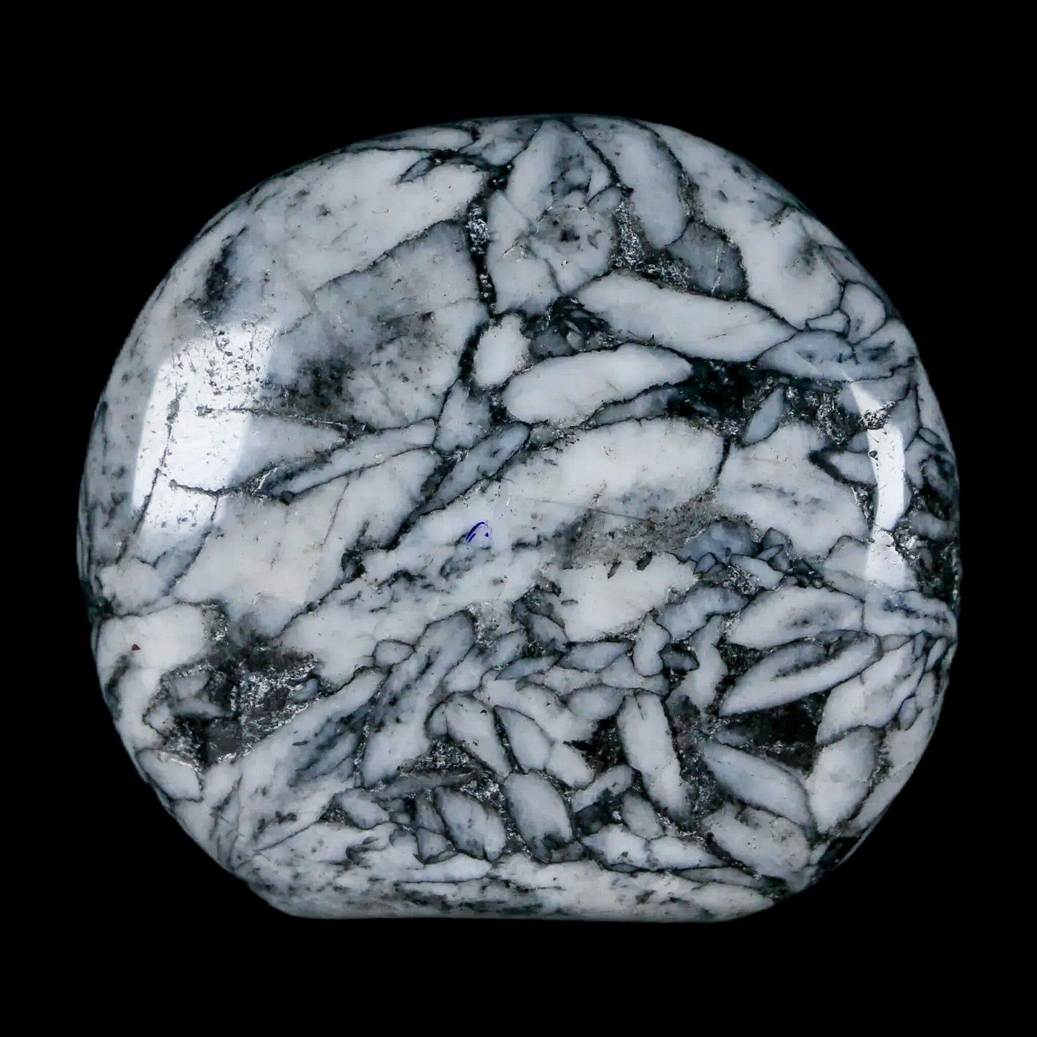 42MM Pinolite Polished Palm Stone - Natural Mineral Specimen from Austria - Perfect for Meditation, Reiki, and Crystal Healing