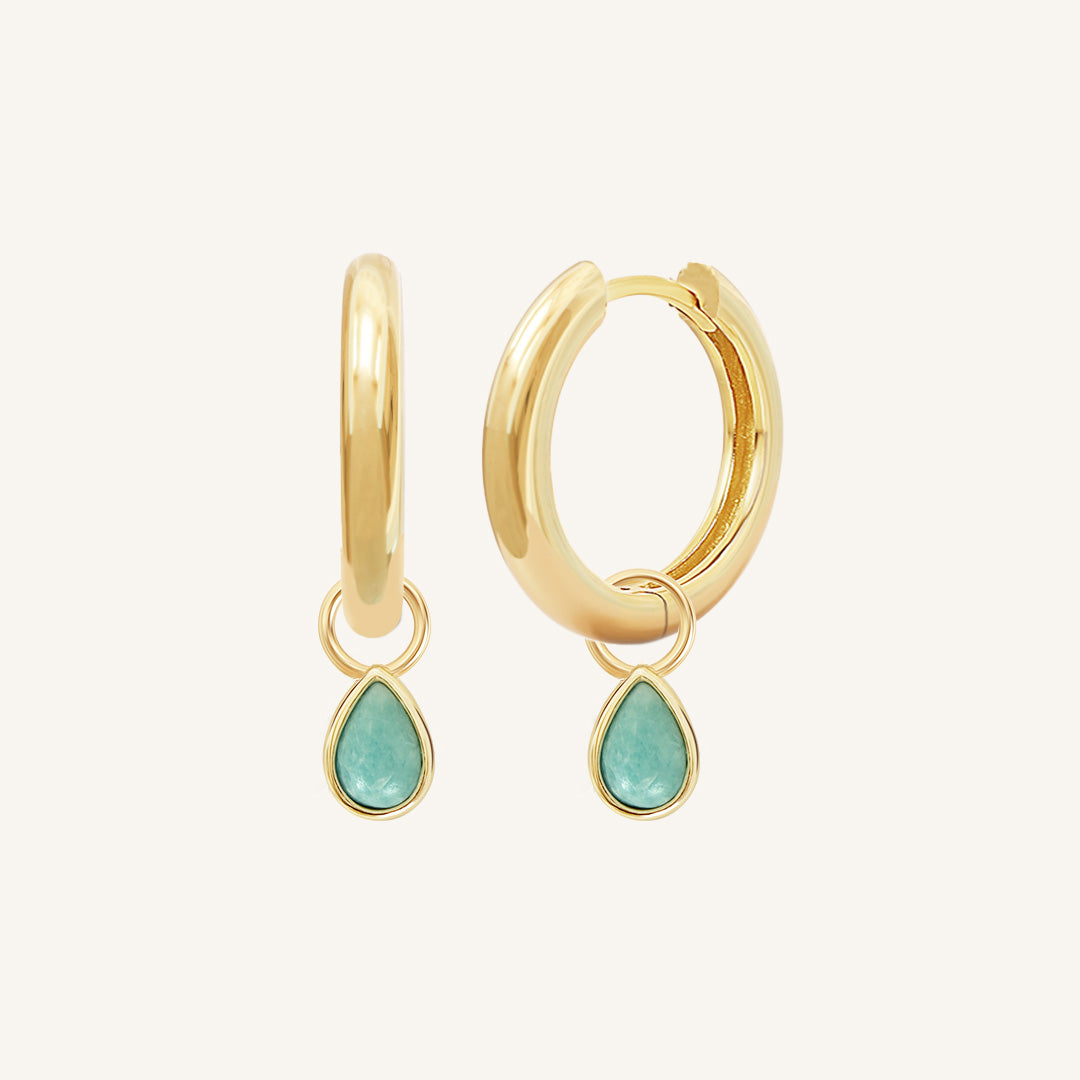 Amazonite Gemstone Hoop Earrings for Women - Elegant Healing Crystal Jewelry for Everyday Wear & Special Occasions