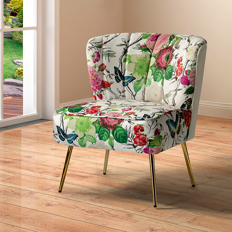 Luxury Coraline Velvet Barrel Chair with Tufted Back & Sturdy Metal Legs - Elegant Accent Chair for Living Room, Bedroom or Office Decor