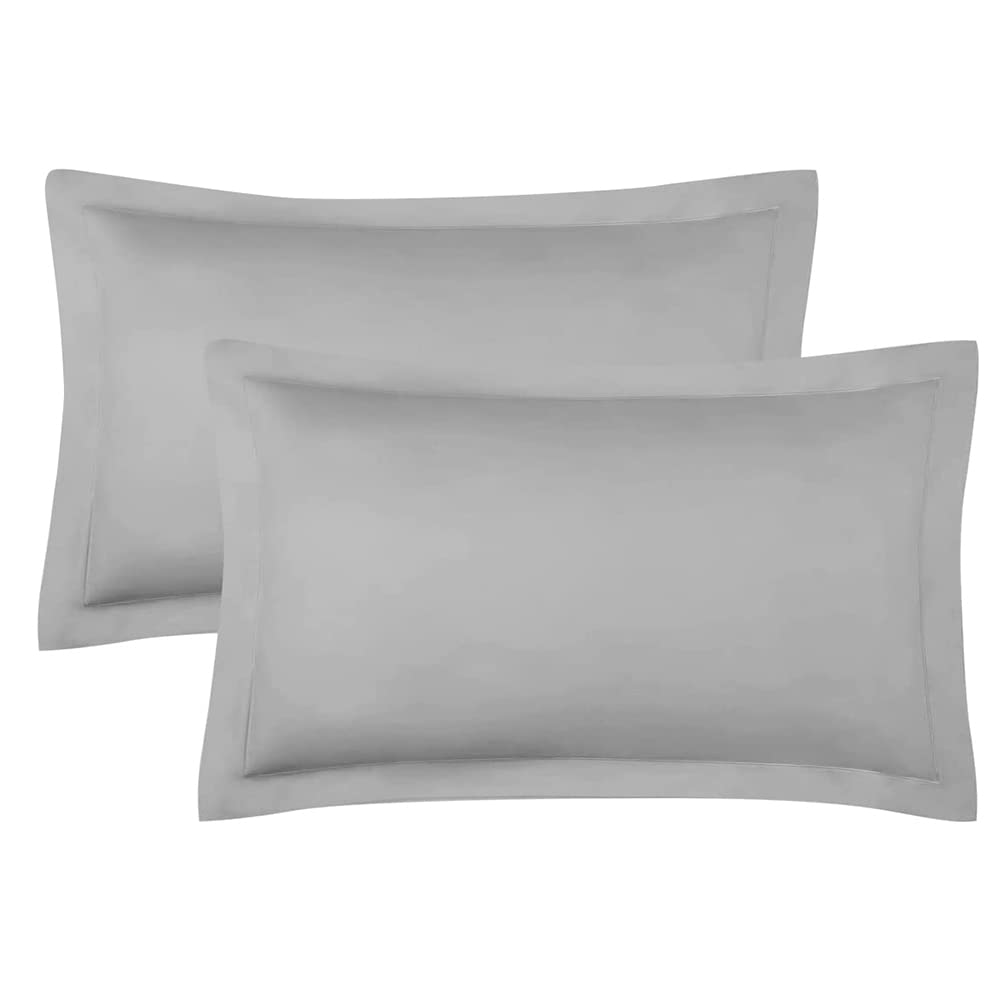 NOKOLULU Standard Sham Pillow Covers Set of 2 - Soft Breathable Microfiber Pillow Shams 20x26 Inches, Solid Grey - Modern Farmhouse Decorative Pillow Cases for Bedroom, Living Room & Guest Room