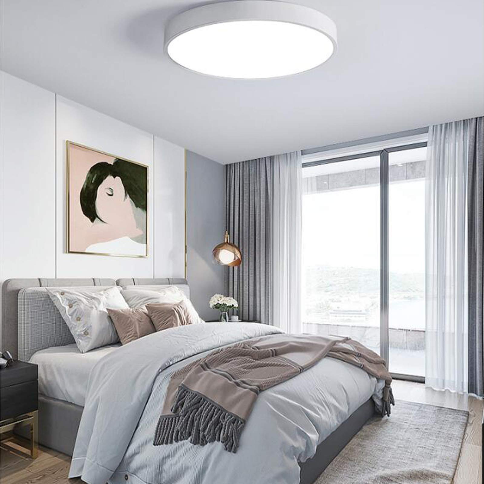 Ultra-Thin Acrylic LED Ceiling Light - Modern Smart Lighting for Living Room & Bedroom - 42cm Dimmable Ambient Light - Perfect for Home Decor, Relaxation & Mood Setting