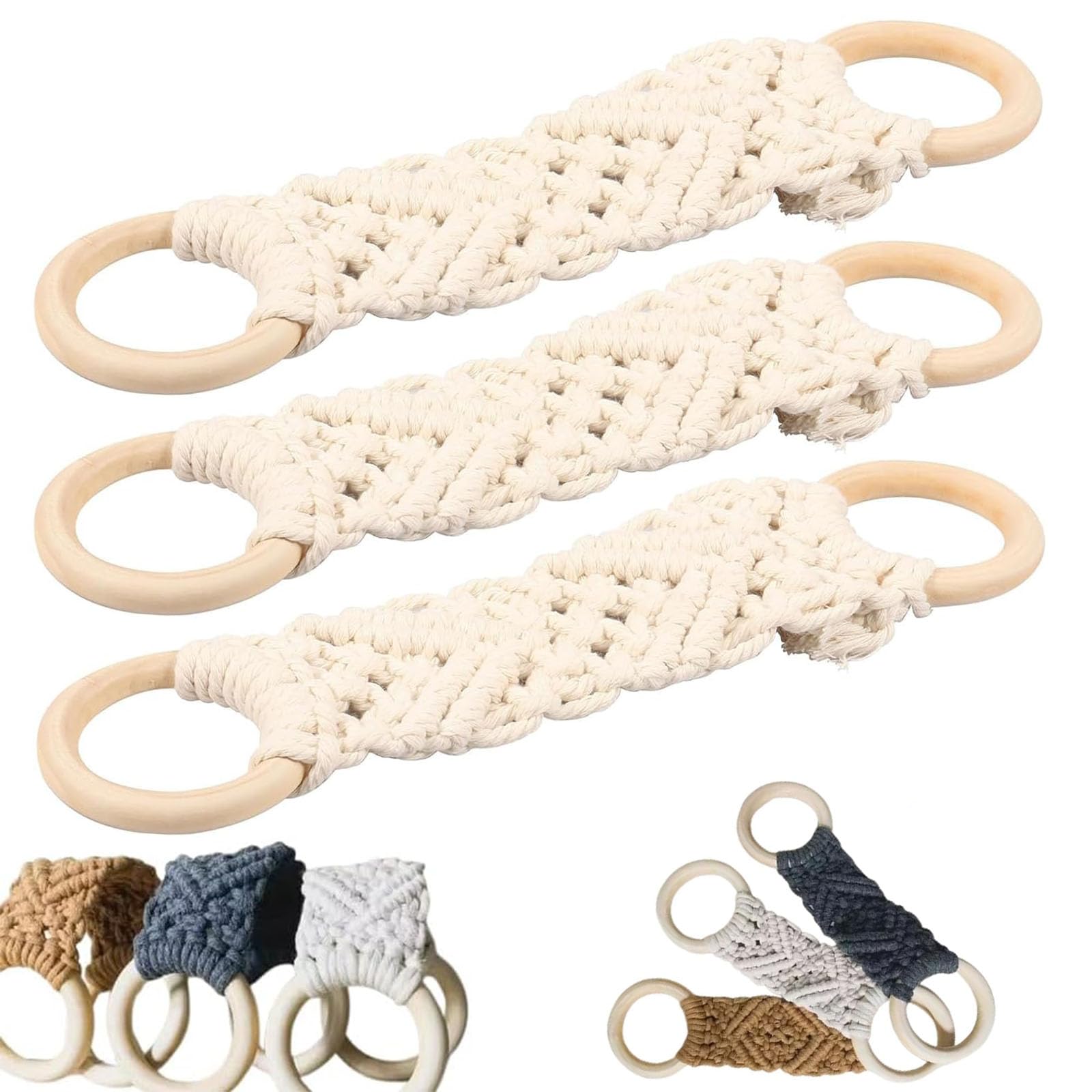 Macrame Towel Holder Ring - Handmade Crochet Kitchen Towel Hanger for Dish & Tea Towels - Boho Home Decor for Farmhouse, Bathroom & Kitchen Organization