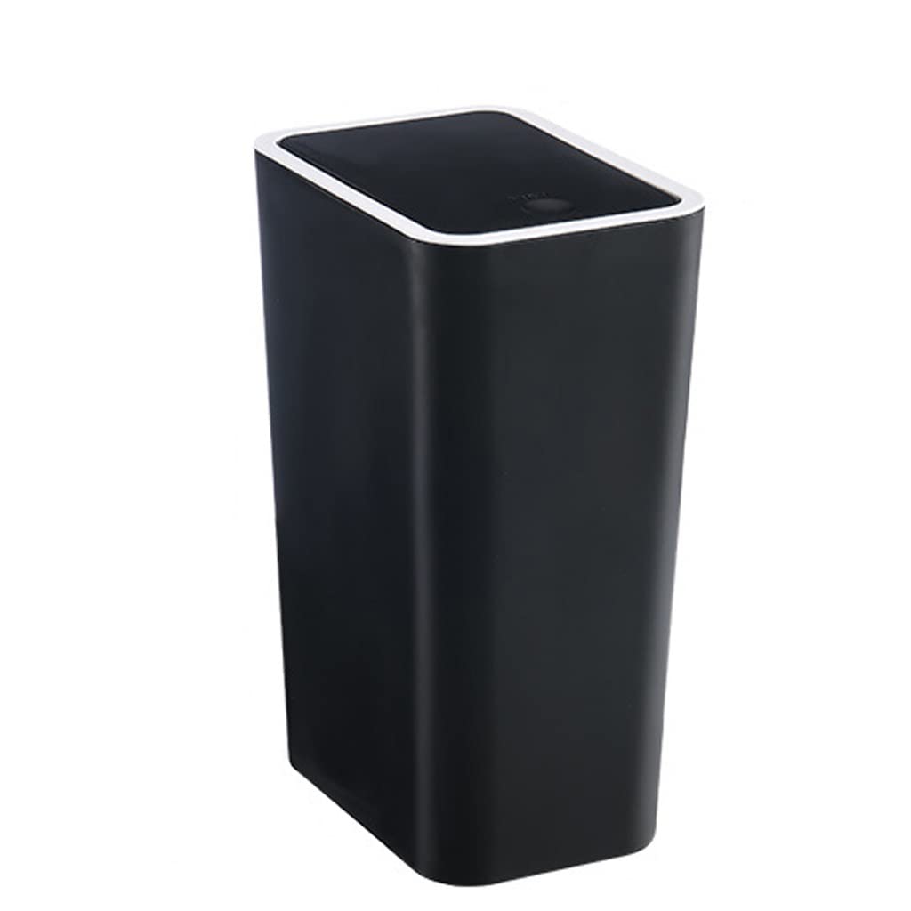 DZBOCM 8L Kitchen Trash Can with Lid - Black Wastebasket for Bathroom, Bedroom, Office | Odor-Proof & Space-Saving Garbage Bin | Ideal for Home, Kitchen & Small Spaces