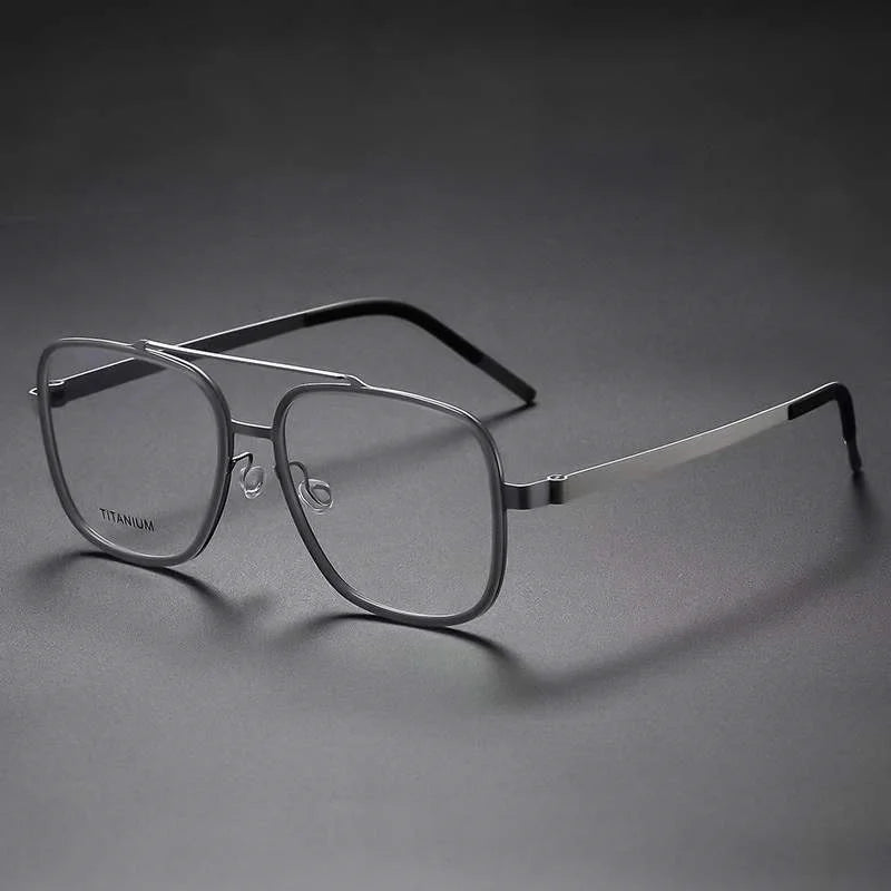 Unisex Full Rim Square Double Bridge Titanium Acetate Eyeglasses Frame 9744 - Lightweight Durable Glasses for Men & Women - Perfect for Reading, Work & Fashion Accessories