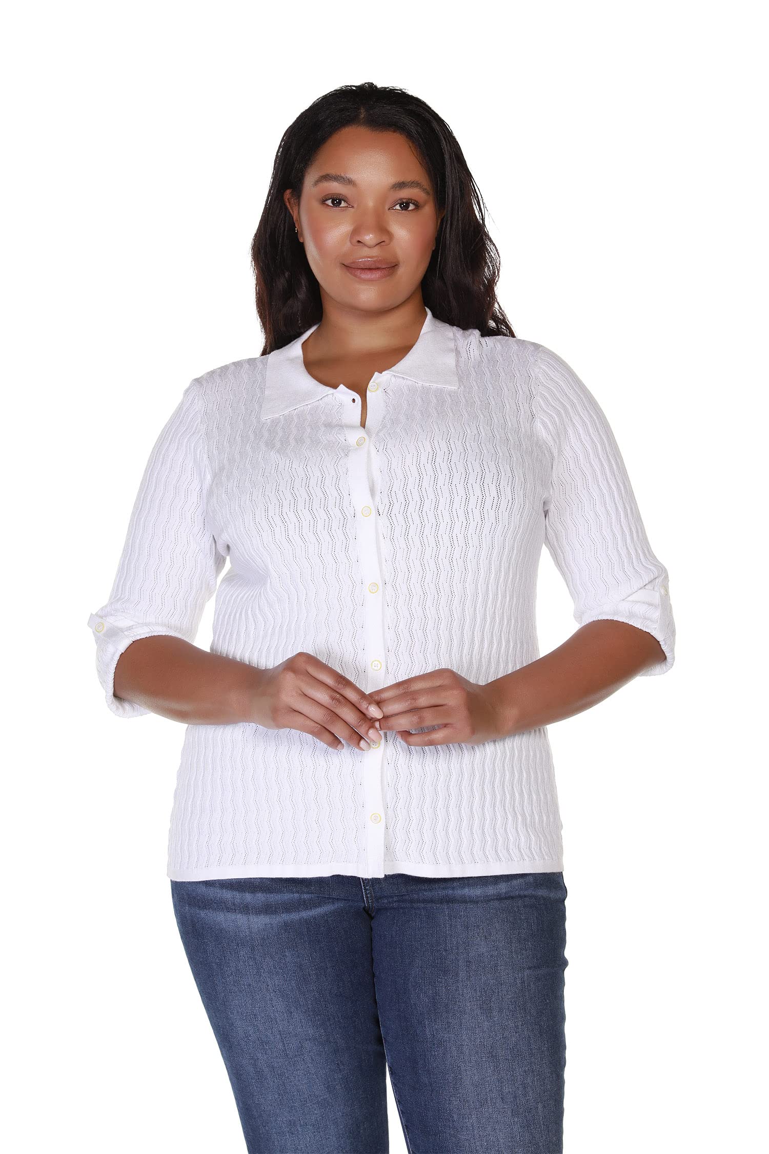 Plus Size Lightweight Button Down Tops for Women - Stylish Cardigan Sweaters for Casual & Office Wear - Comfortable Blouse for Everyday Fashion