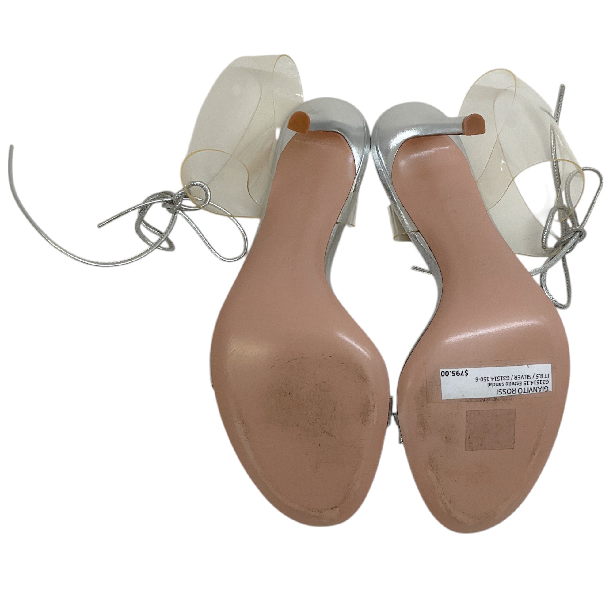 Gianvito Rossi Women's Estelle Silver PVC Sandals - Elegant Heels for Parties, Weddings & Evening Events