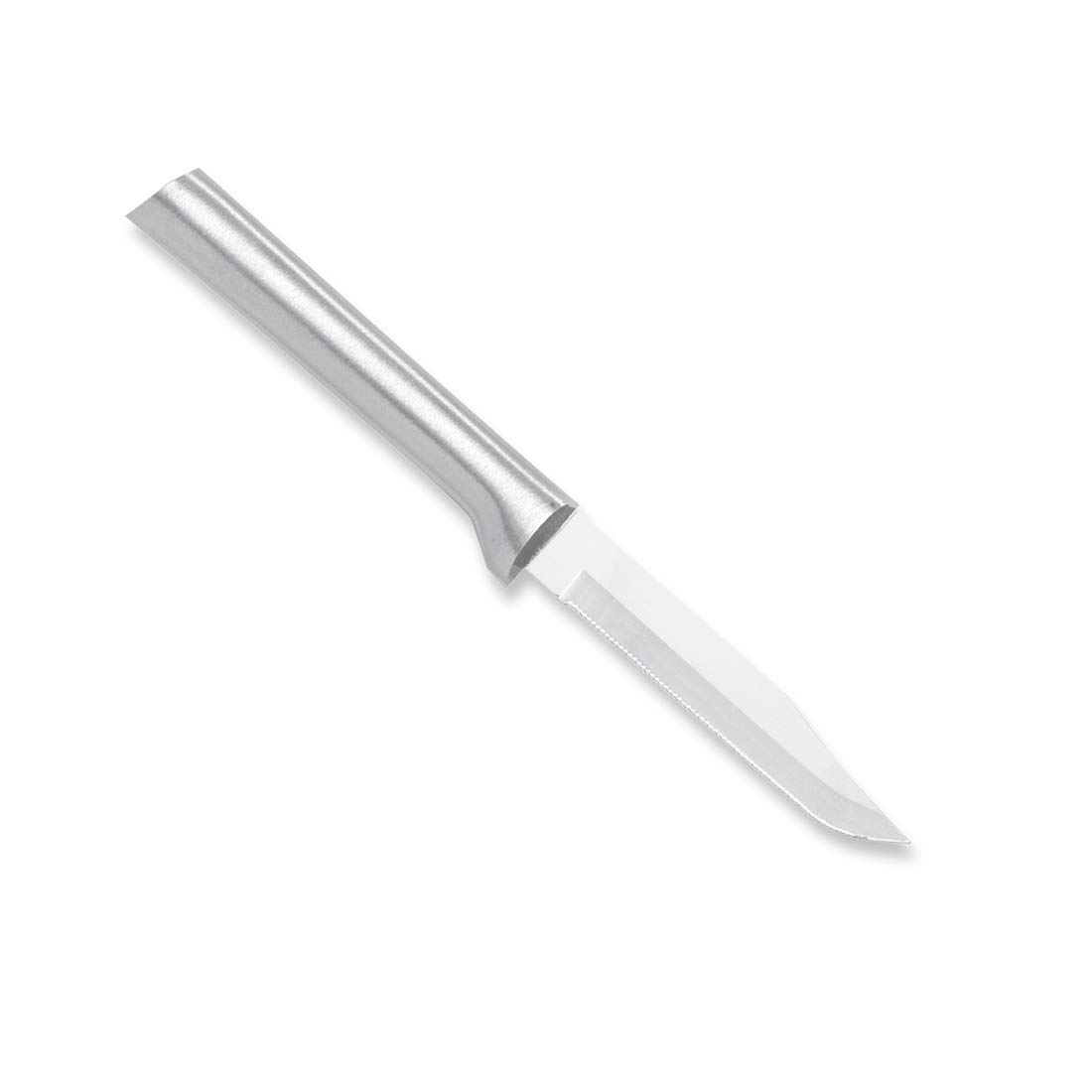 Rada Cutlery Serrated Regular Paring Knife - 2 Pack Stainless Steel Kitchen Knives with Silver Handle for Peeling, Slicing Fruits & Vegetables | Perfect for Home Cooking, Camping & Food Prep