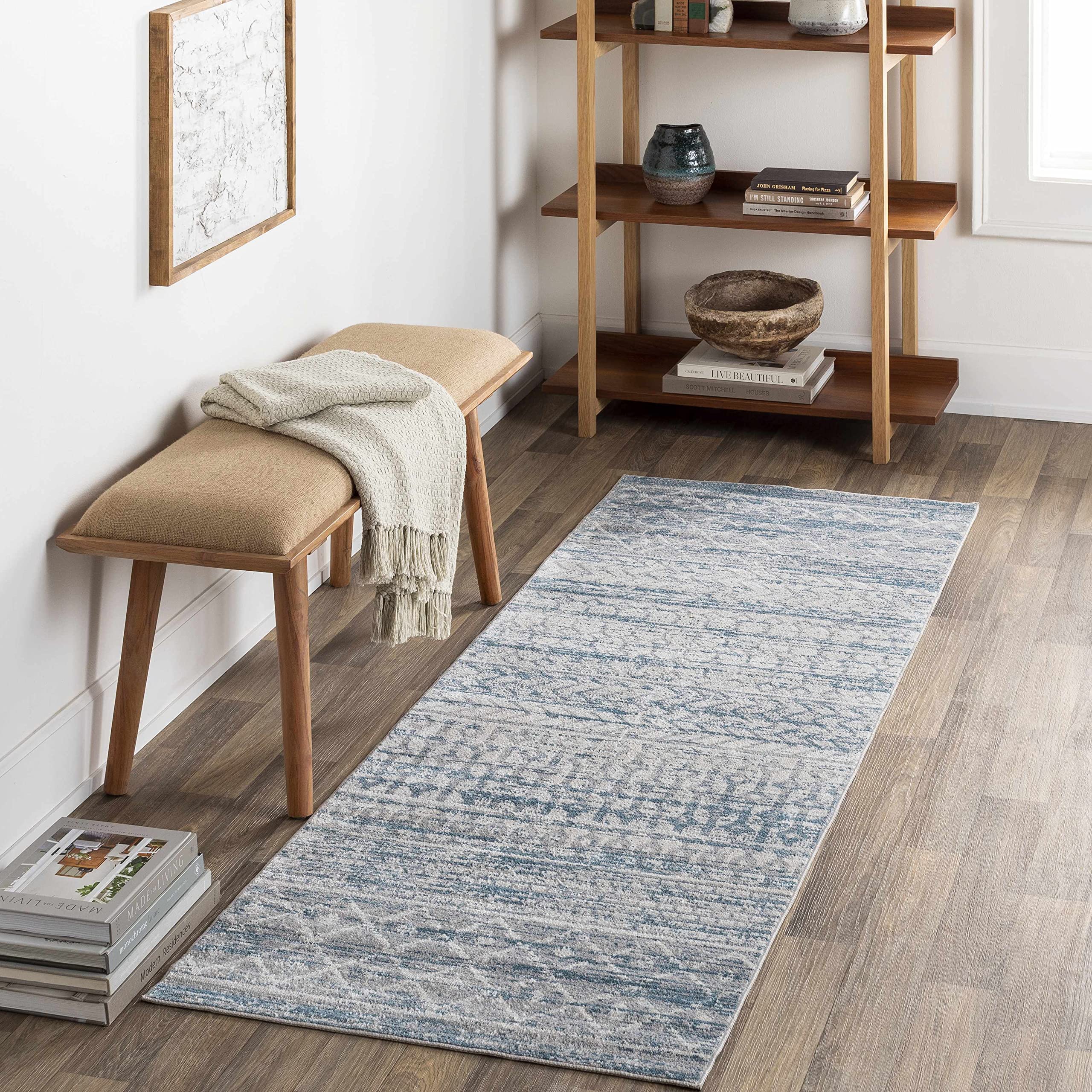 Hauteloom Sison Washable Area Rug - Blue & Gray Round 6'7