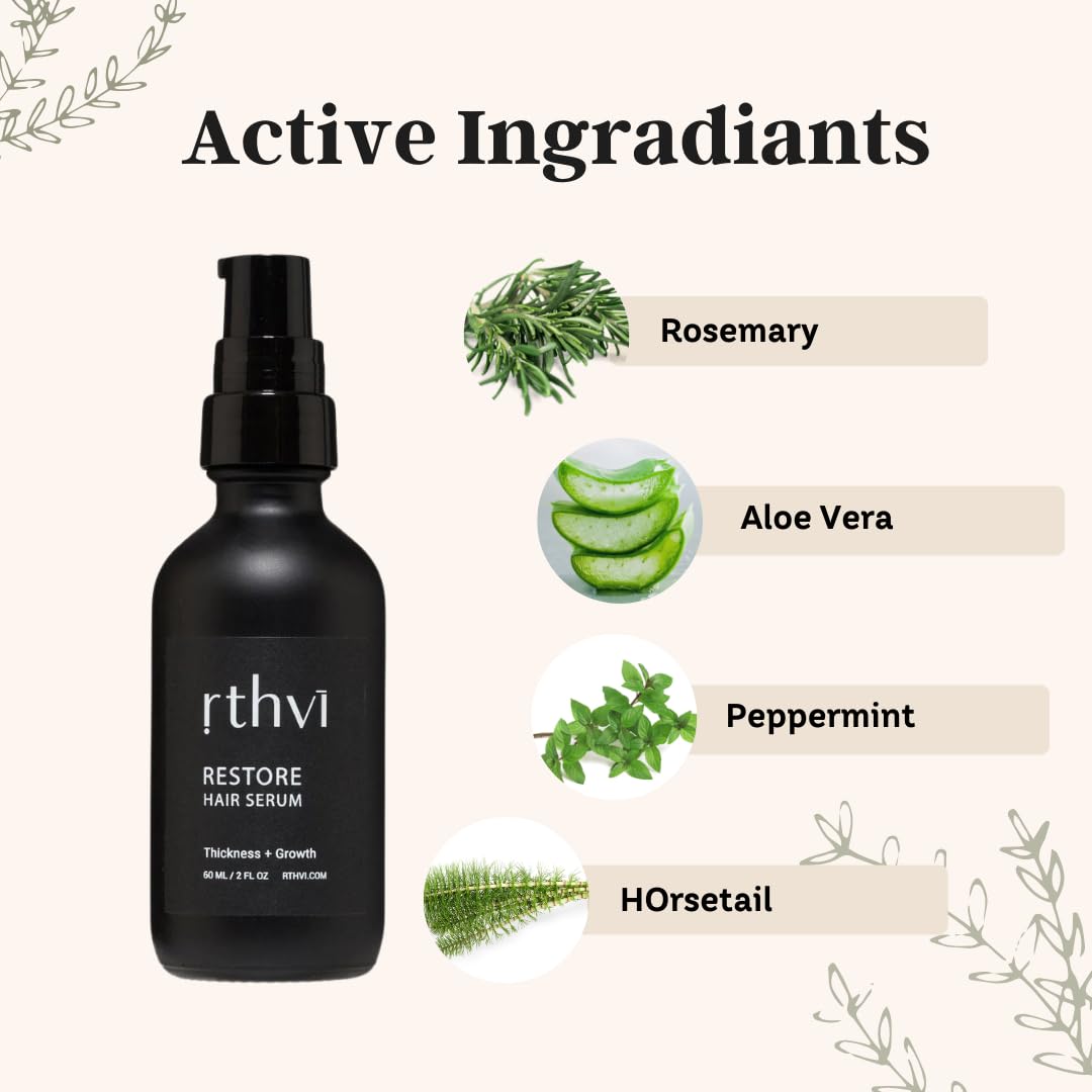 Restore Hair Growth Serum 2oz - Natural Rosemary, Caffeine & Lavender Formula with Amino Acids for Thicker, Longer Hair | Daily Hair Care Treatment for Men & Women