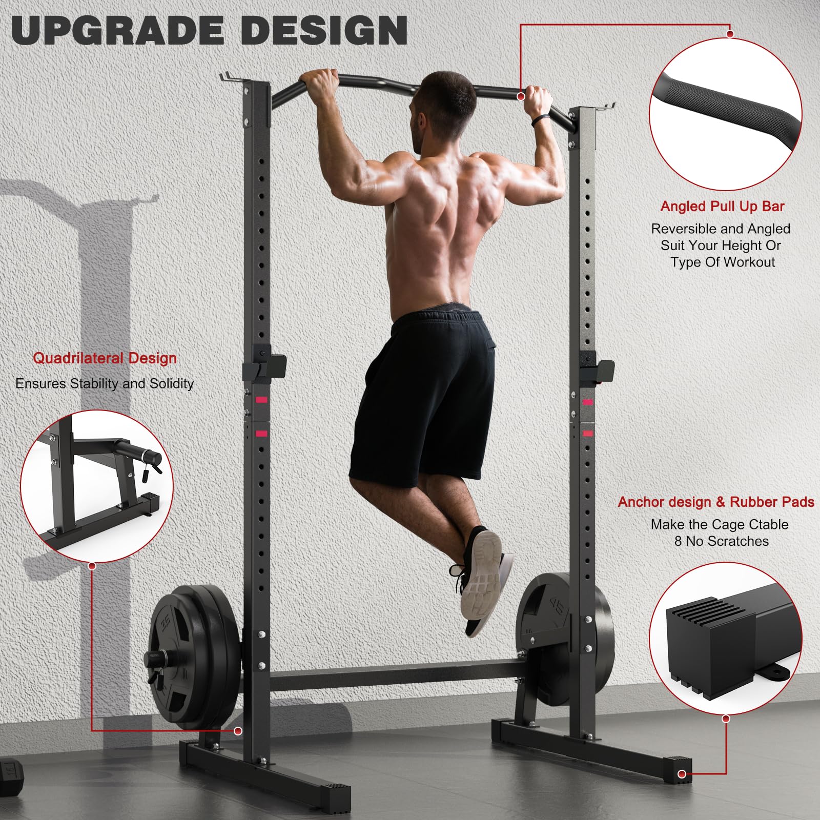 Adjustable Olympic Weight Bench with Squat Rack - Heavy Duty Workout Bench for Strength Training, Bench Press & Home Gym - Perfect for Home Workouts, Weightlifting & Full-Body Exercises