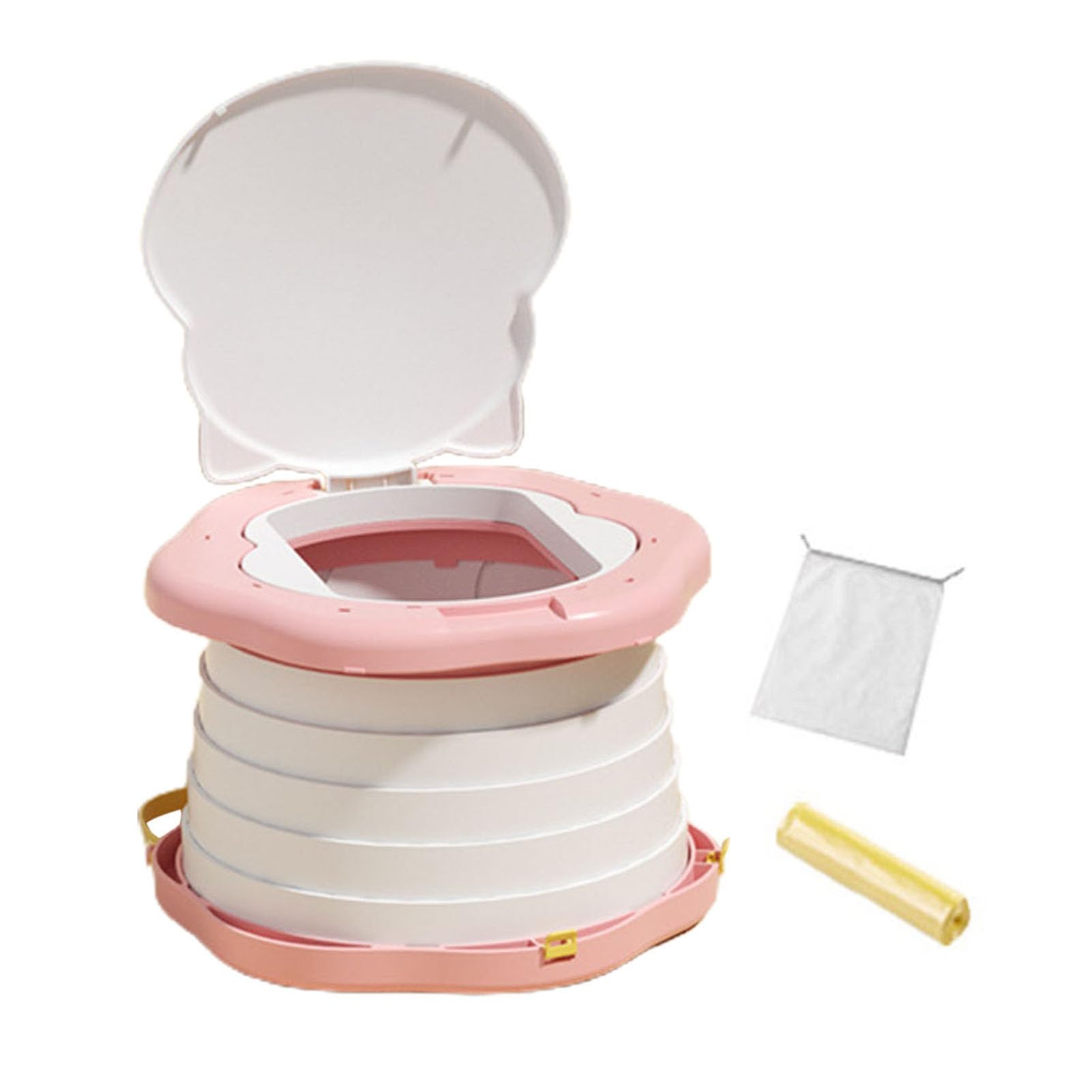 Altsuceser Portable Travel Potty for Toddlers - Foldable Training Toilet Seat with Splash Guard, Emergency Car Potty for Boys & Girls (Pink) | Ideal for Road Trips, Camping & Outdoor Adventures