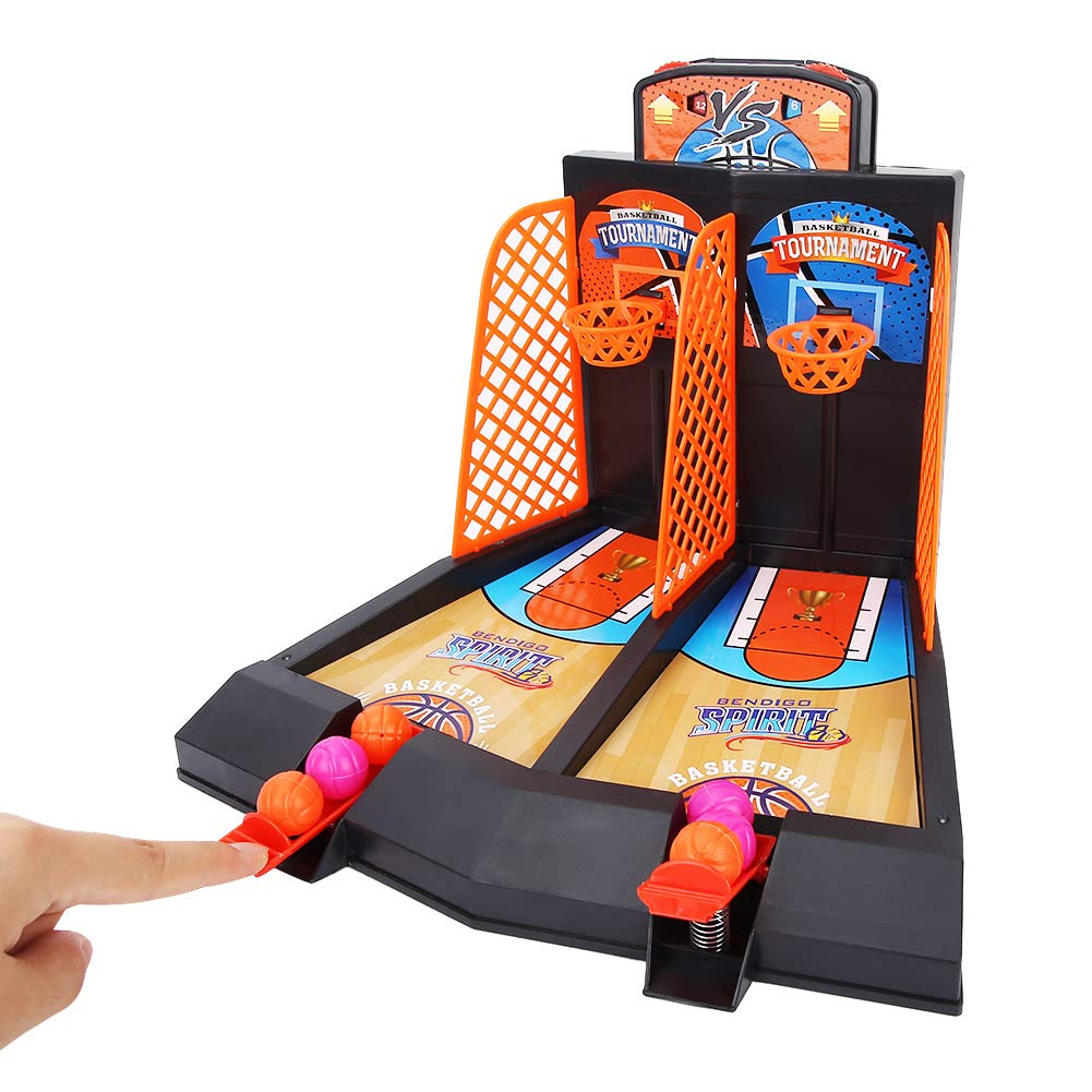Zerone Mini Basketball Shooting Game Toy Set - 2 Player Tabletop Hoops with Dual Score Counter & Catapult - Fun Indoor Sports Game for Kids, Adults, Family (27.3×22×22cm) - Perfect for Office Desk, Birthday Gifts, Party Games & Family Entertainment