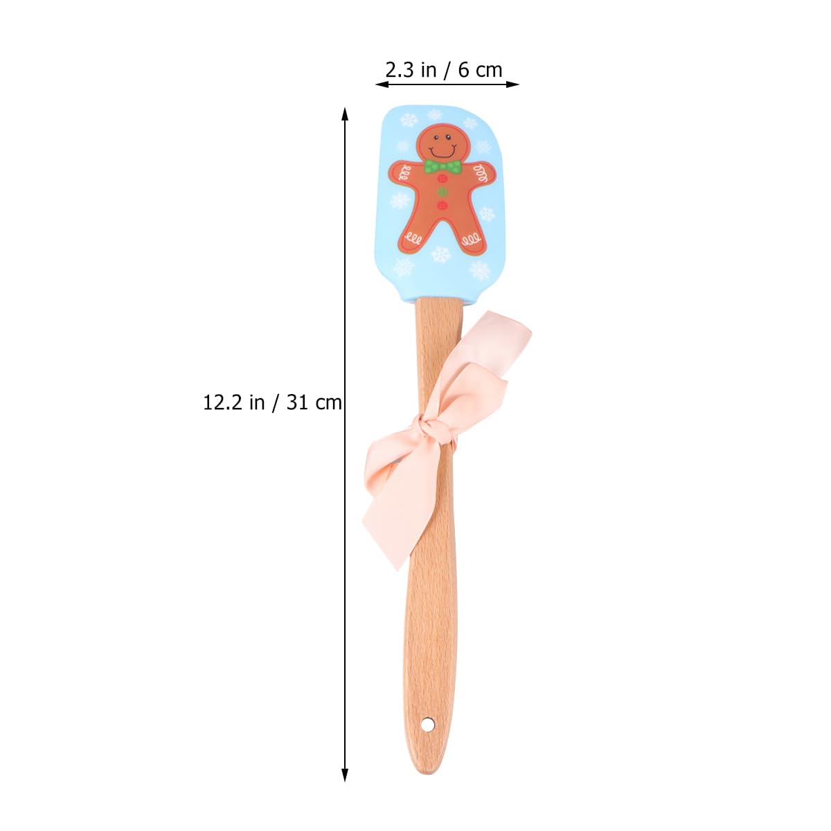 DOITOOL 6-Piece Gingerbread Man Silicone Spatula Set - Christmas Holiday Baking Tools with Wooden Handle for Cake Decorating, Mixing, Cooking - Perfect for Christmas, New Year & Birthday Celebrations