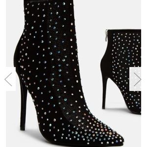 Lilian Rhinestone Pointy Toe Booties - Women's Sparkly High Heel Ankle Boots for Party, Evening & Wedding | Stylish Dress Shoes for Night Out & Special Occasions
