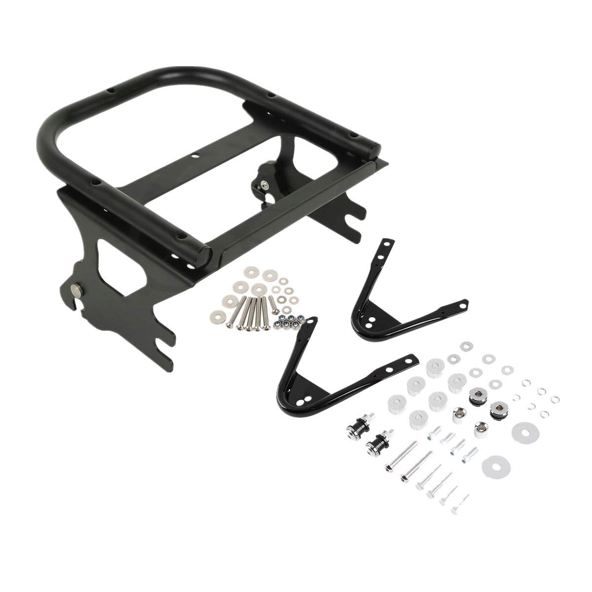 Green-L Black Two Up Luggage Rack & Docking Hardware Kit for Harley Touring 1997-2008 | Motorcycle Storage Solution for Long Rides & Road Trips