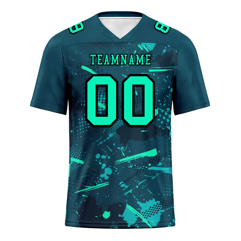 Custom Green Graffiti Pattern Personalized Authentic Football Jersey - High-Quality Breathable Fabric for Game Day, Training & Fan Support | FBJ02