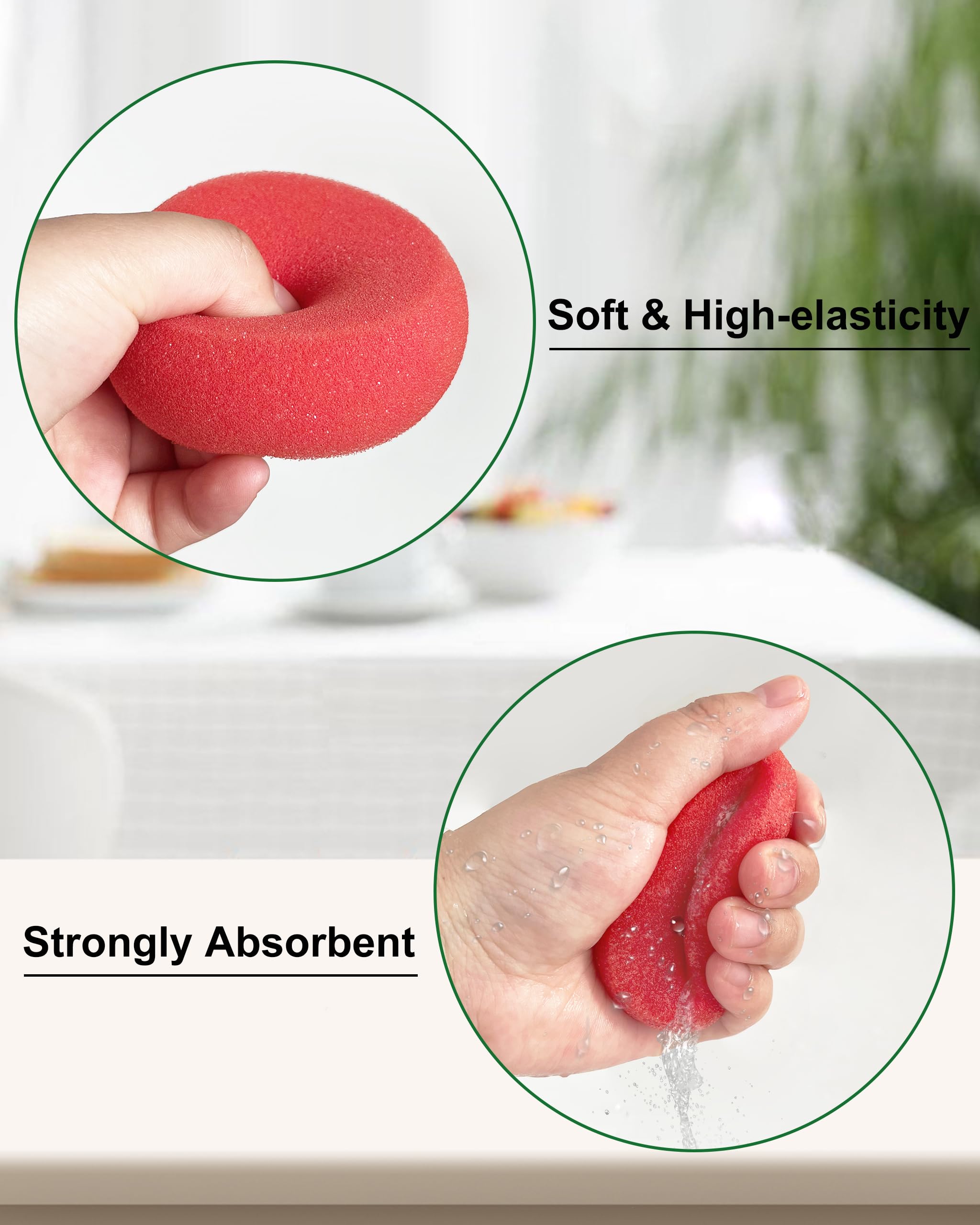12-Pack Round Synthetic Artist Sponges (2.96 Inch) - Perfect for Watercolor Painting, Acrylic Art & DIY Crafts - Red Sponge Set for Blending, Stenciling & Texture Effects
