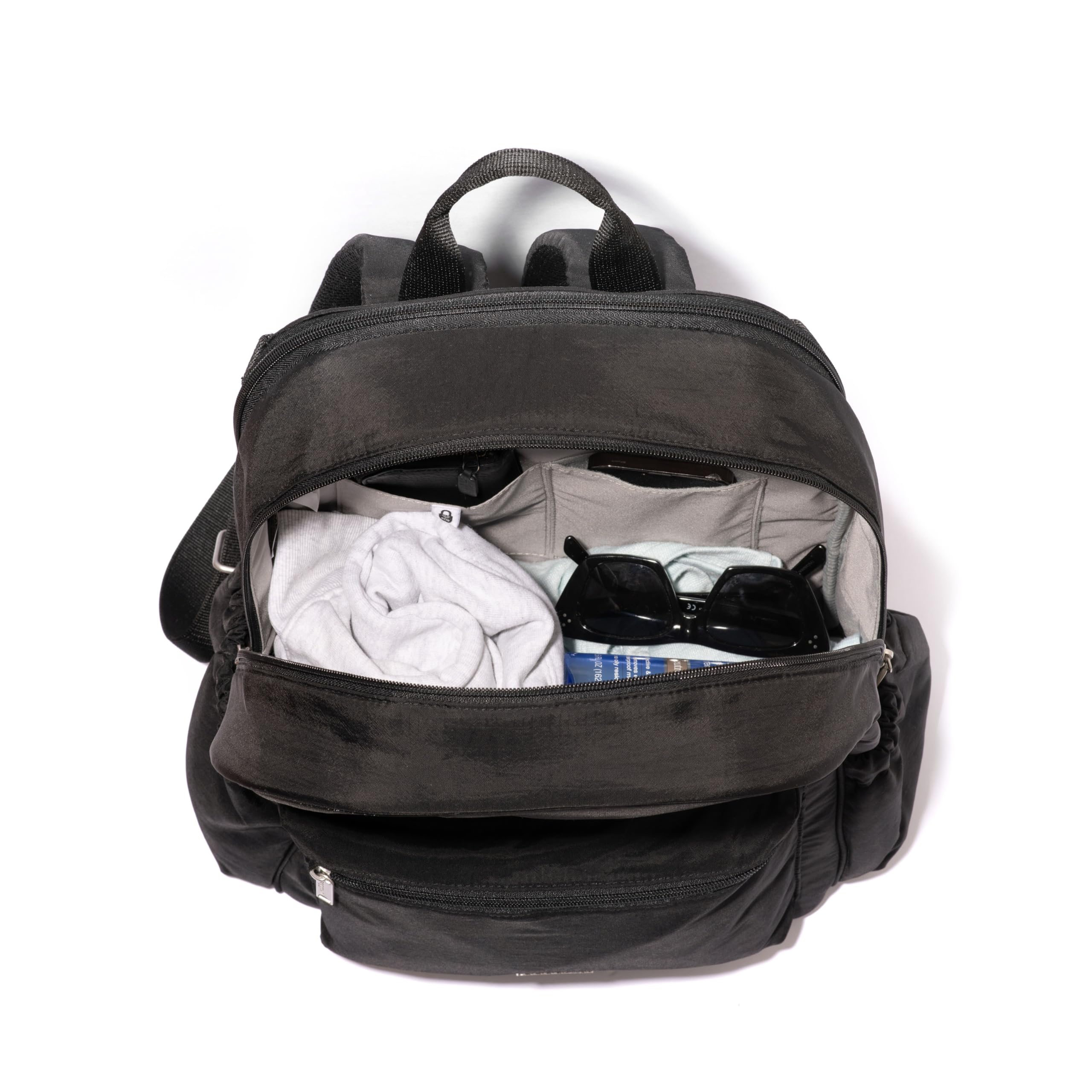 Baggallini Securtex Anti-Theft Laptop Backpack for Women & Men - 15.6 Inch Laptop Compartment - RFID Blocking - Travel & Work Commuter Bag - Black (Perfect for Business Trips, College & Daily Use)