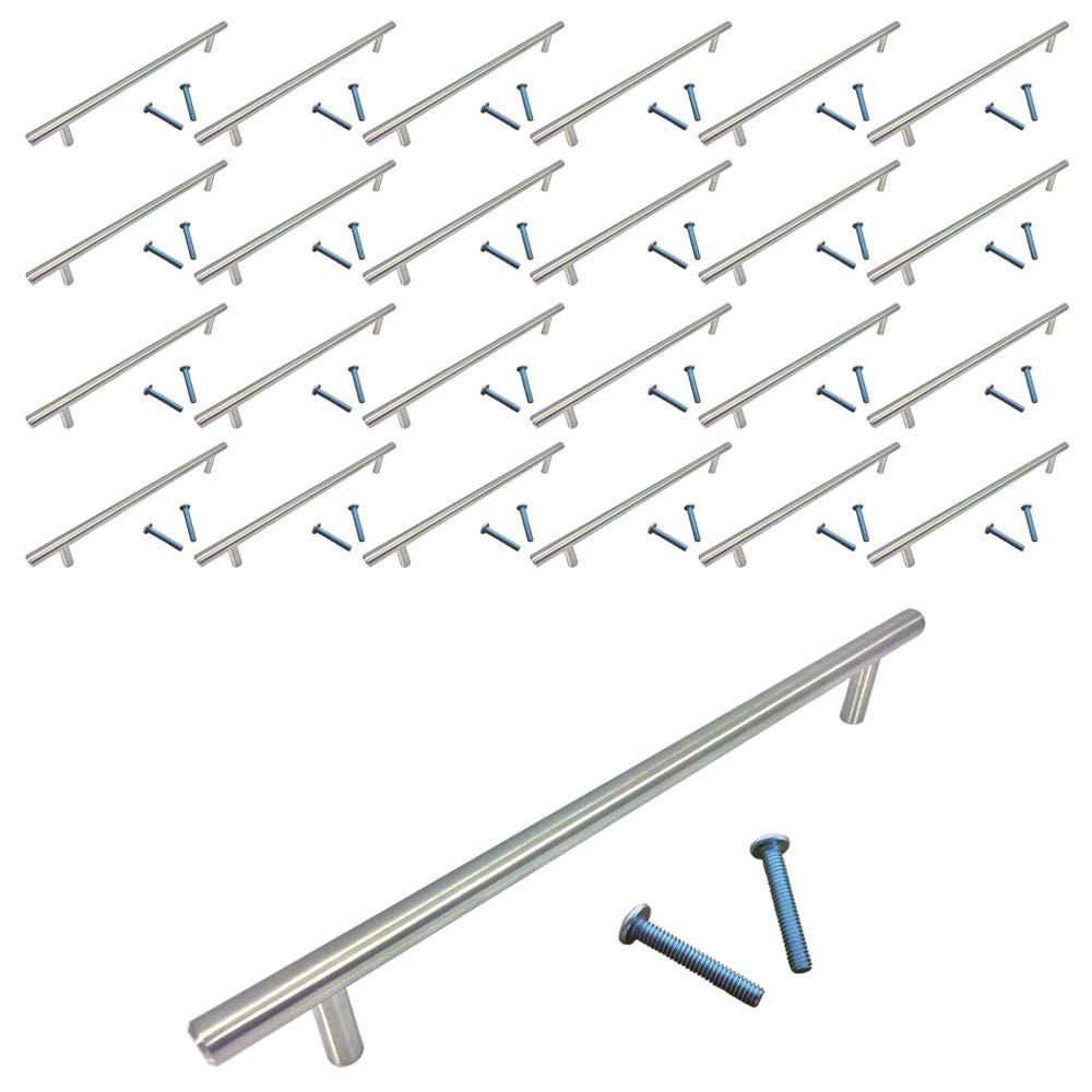 25 Pack 10 Inch Stainless Steel Cabinet Handles - 8 Inch Center to Center - Swiss Kelly Hardware Kitchen Drawer Pulls for Modern Cabinets & Furniture