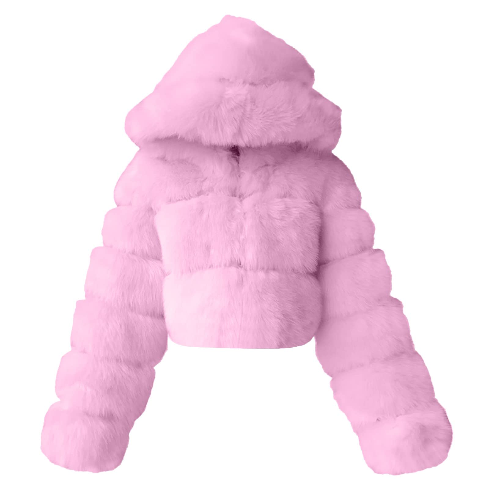 Women's Warm Faux Fur Hooded Jacket - Cozy Long Sleeve Winter Coat with Stylish Splicing Design for Casual Outfits | Perfect for Cold Weather, Outdoor Activities & Daily Wear