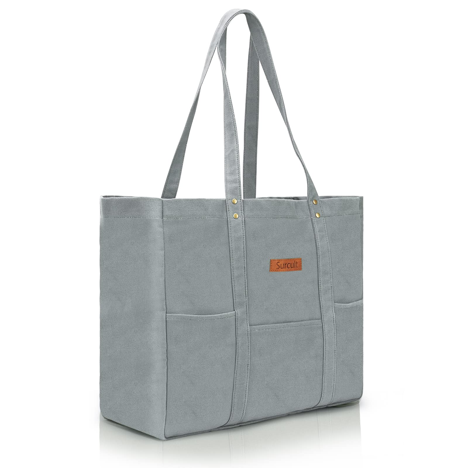 Large Cotton Canvas Tote Bags for Women - 16oz Durable Teacher Tote Bag with Big Capacity | Perfect for Travel, Beach, Work, School & Holiday Shopping | Stylish & Spacious Everyday Carry Bag