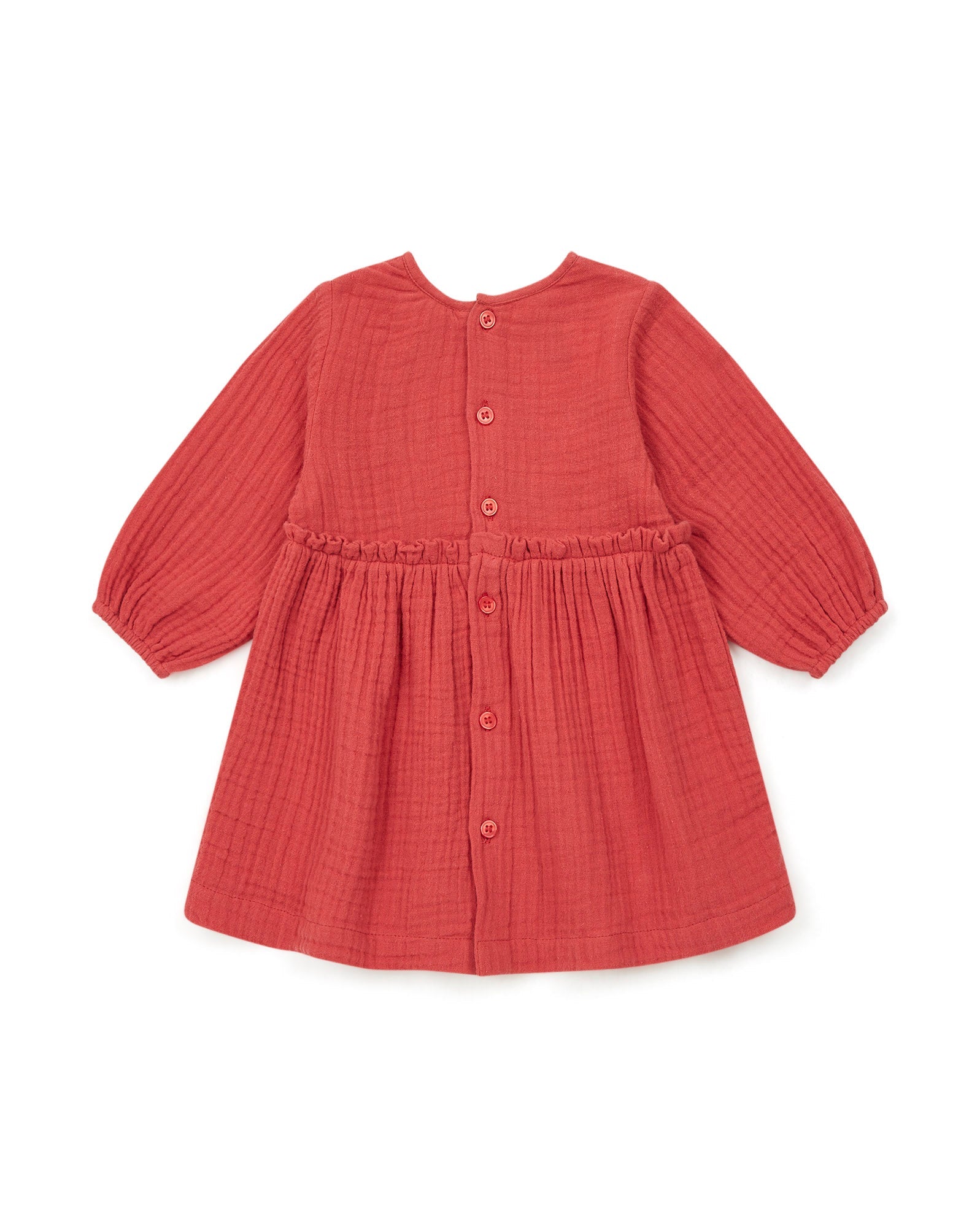 Bonton Folie Baby Dress Rose Wood Double Gauze - Soft & Comfortable Cotton Dress for Girls, Perfect for Special Occasions & Everyday Wear