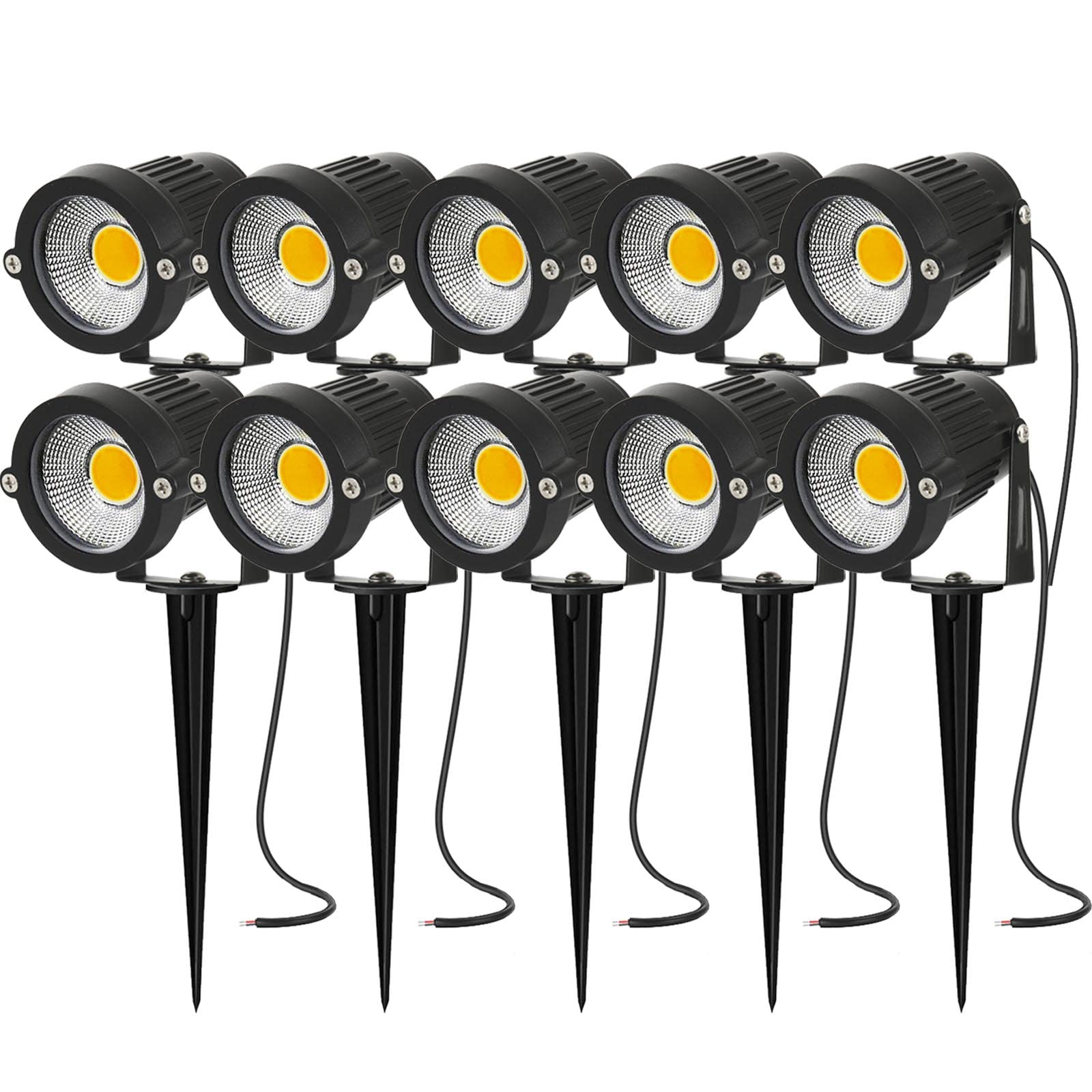 12V 24V Low Voltage LED Landscape Spotlights - 5W 500LM IP66 Waterproof Outdoor Garden Lights for Pathway, Yard, Trees, Walls & Flags (10 Pack) | Warm White Landscape Lighting for Gardens, Driveways & Architectural Features