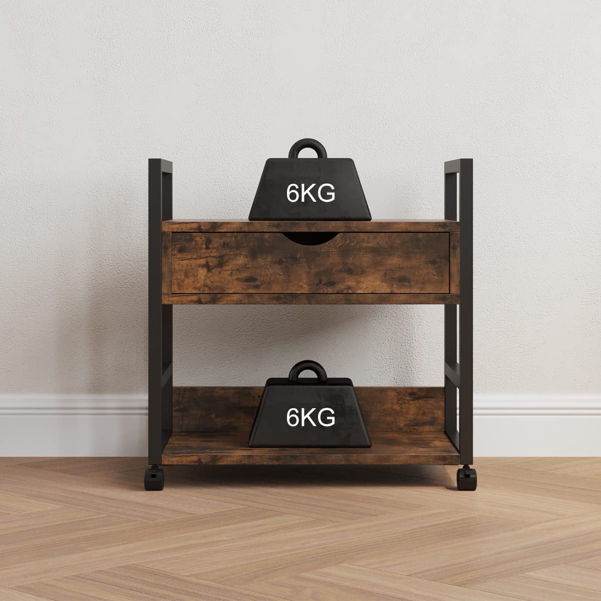 TigerDad Mobile Printer Stand with Storage Drawer & Wheels - Adjustable Utility Cart, File Cabinet & Workspace Organizer for Home Office - Perfect for Small Spaces & Office Organization