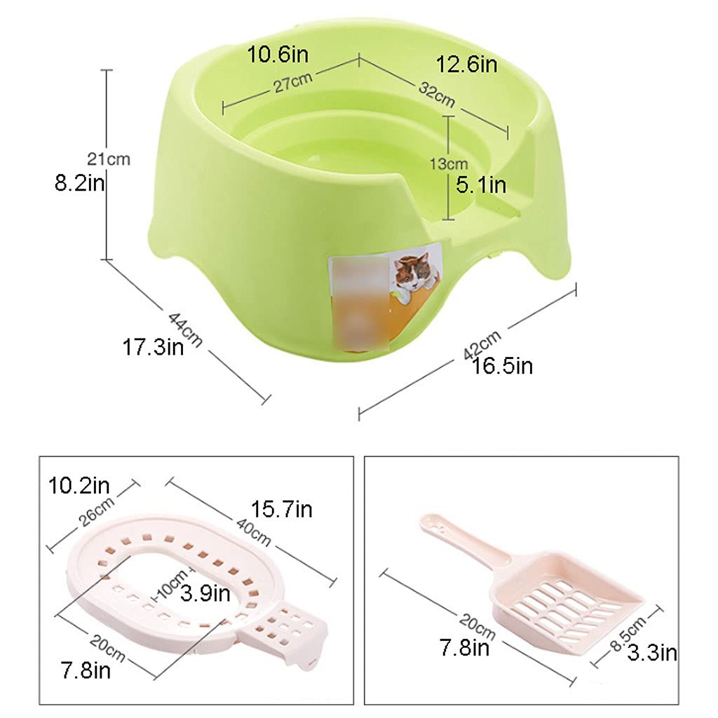 Large Splash-Proof Semi-Enclosed Cat Litter Box with Odor Control - Green Cat Toilet for Kittens & Adult Cats | Perfect for Home, Apartment & Pet-Friendly Spaces