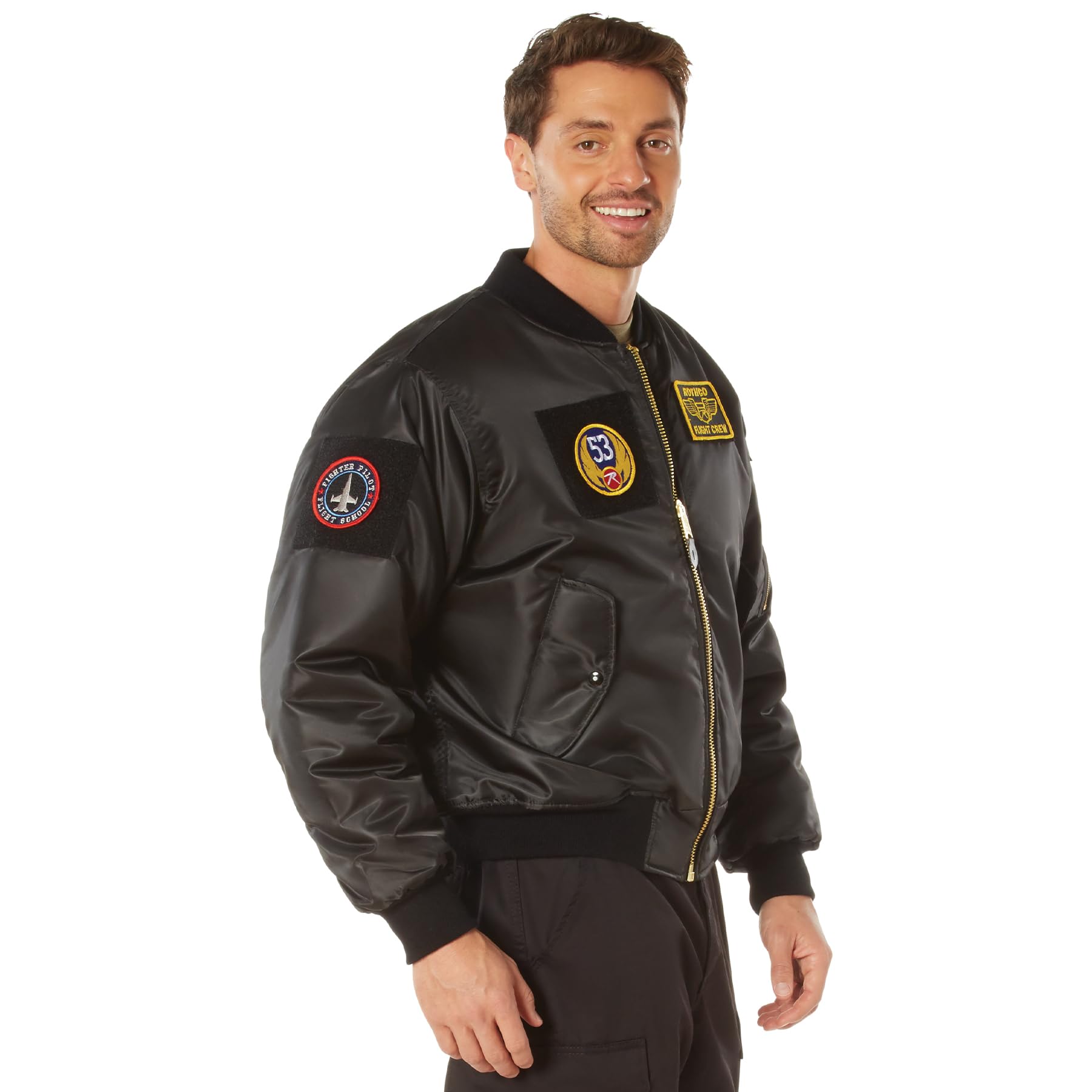 Rothco Classic Cold Weather Bomber Flight Jacket with Morale Patches - Warm Aviator Jacket for Men & Women - Perfect for Winter Outdoor Activities, Military Enthusiasts & Aviation Lovers