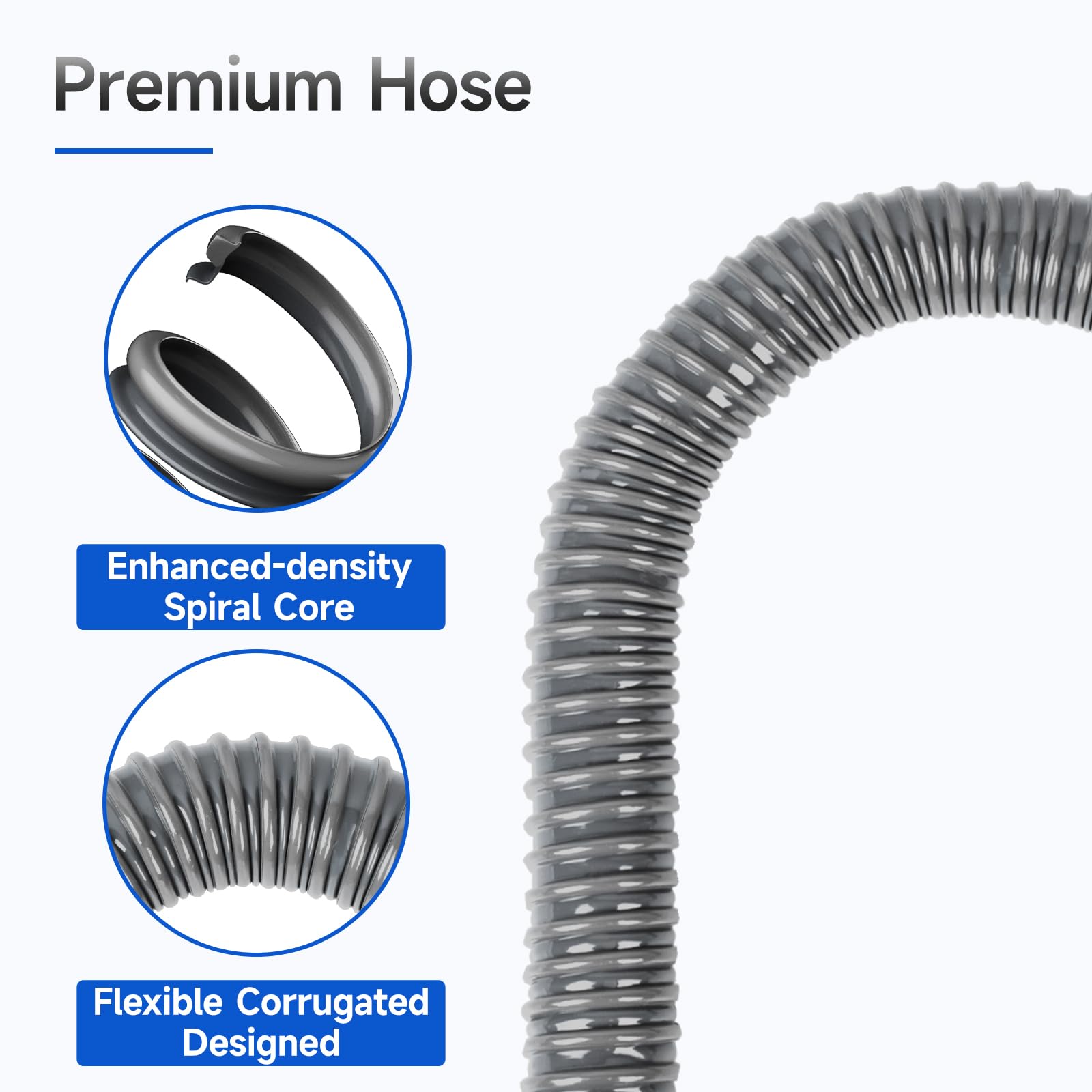 10ft Universal Washing Machine Drain Hose with Clamps & Hook - Flexible Corrugated for Laundry Rooms