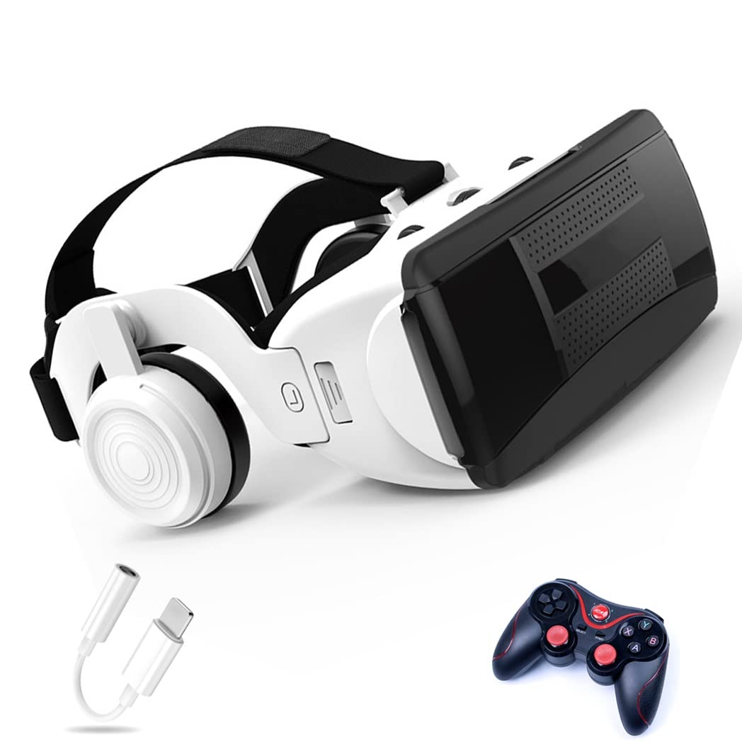 Best VR Headset with Controller - Immersive 3D Virtual Reality Goggles for Movies & Gaming | Compatible with iPhone 13/12/11, Samsung Galaxy S21, Huawei & Xiaomi | Perfect for Home Entertainment & VR Experiences