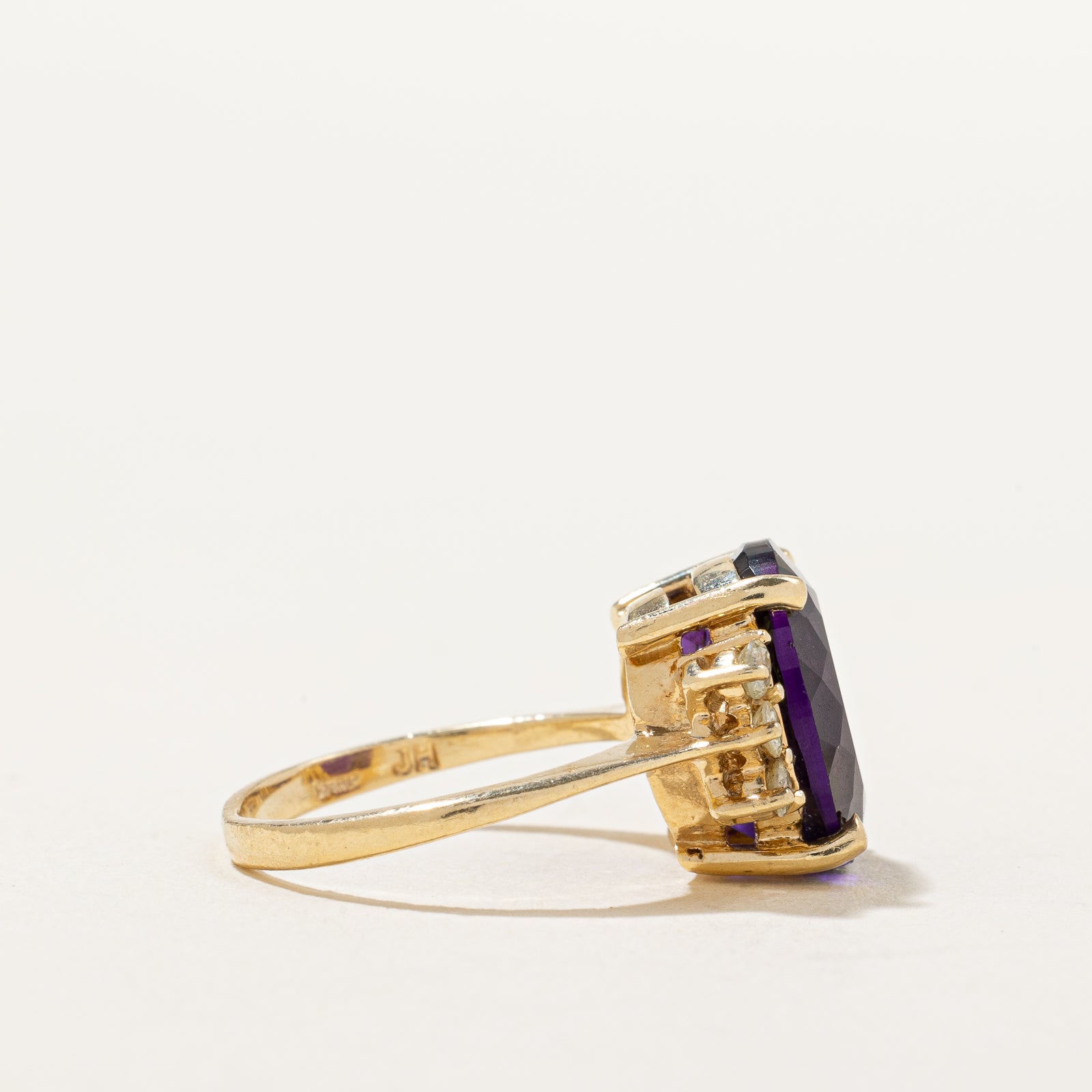 Exquisite 4.10ct Amethyst & 0.20ct Diamond Cocktail Ring - Size 4.25 | Elegant Purple Gemstone Jewelry for Women | Perfect for Evening Parties, Weddings & Special Occasions