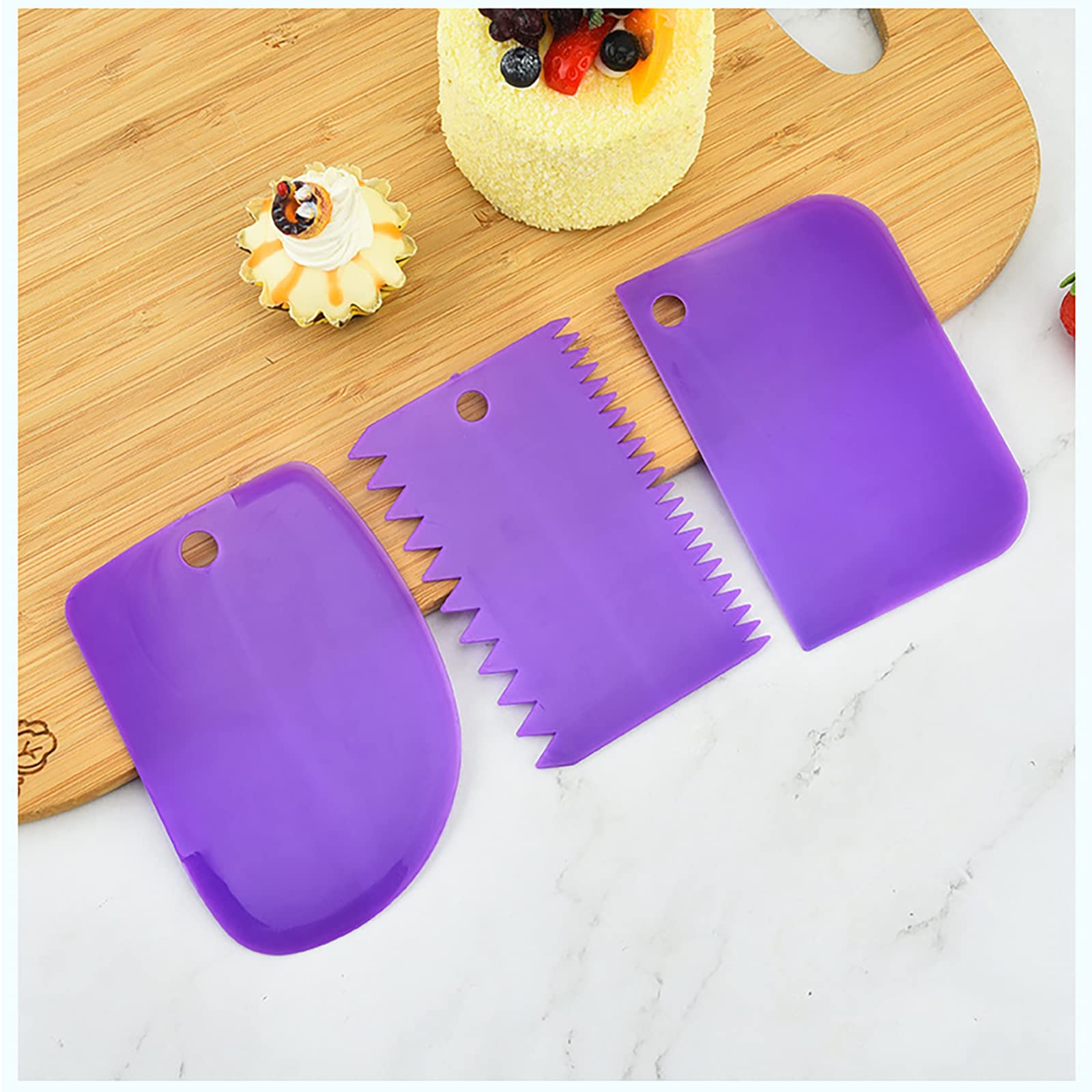 OZXNO 6-Piece Plastic Clay Scraper Set - Soft Dough Scraper for Pottery, Sculpting & Baking - Multi-Purpose DIY Tool for Artists & Bakers (Purple) - Perfect for Clay Modeling, Cake Decorating & Kitchen Use