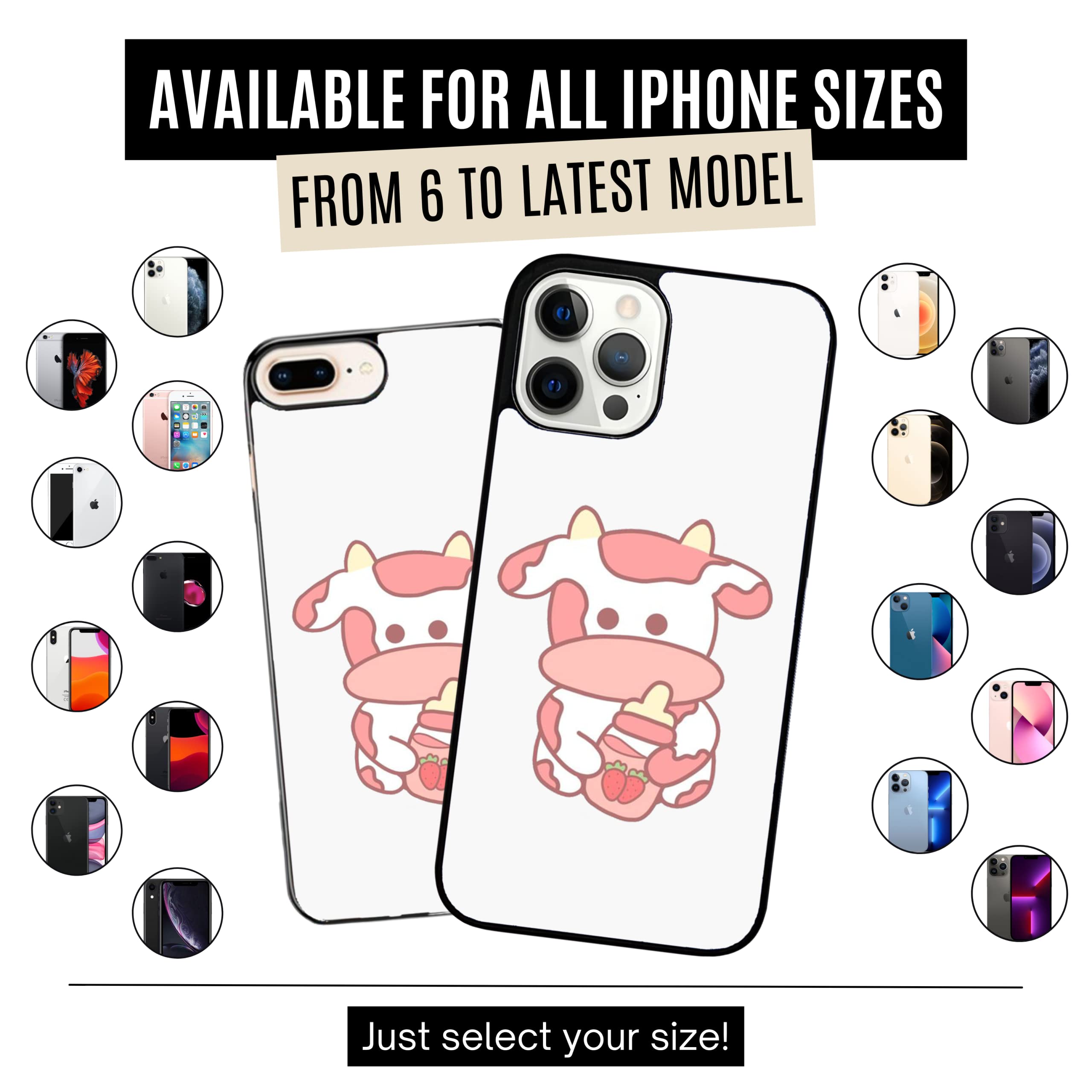 Strawberry Cow Print Cute Pink Watercolor Sweet iPhone 13 Mini Case - Durable Non-Slip TPU Rubber Shockproof Slim Cover - Perfect for Everyday Use, Gift Giving & Trendy Aesthetic Protection