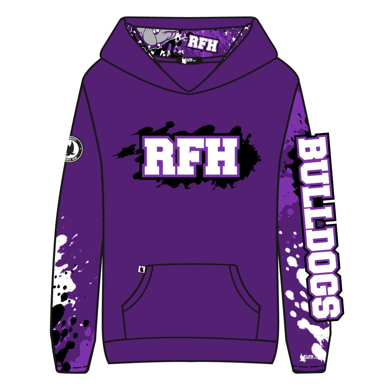 RFH Bulldogs Youth & Adult Purple Hoodie - Soft & Comfortable Pullover Sweatshirt for Men, Women & Kids | Perfect for School, Sports & Casual Wear