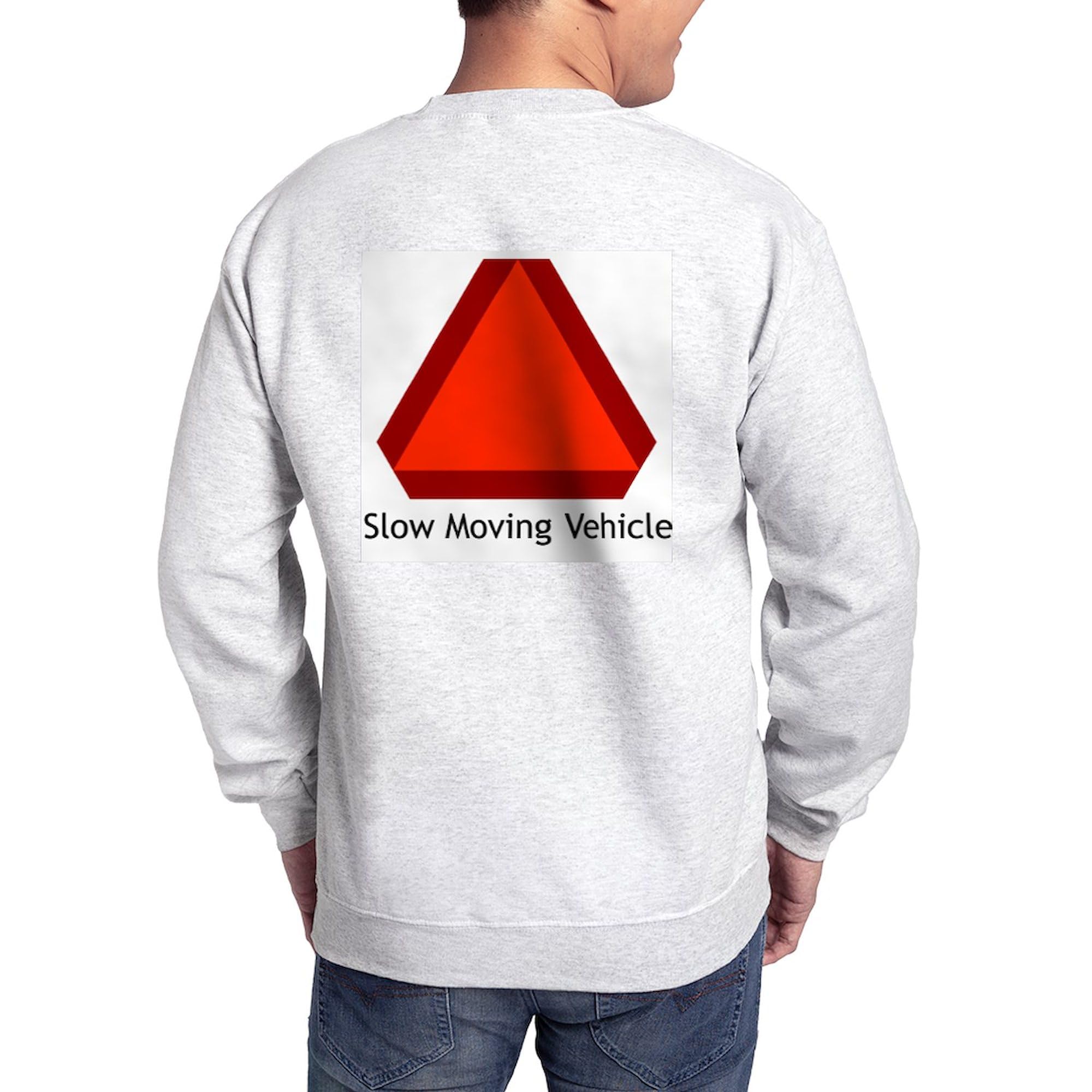 Slow Moving Vehicle Sign Sweatshirt - Classic Crew Neck Lightweight Pullover for Safety Awareness | Perfect for Road Crews, Golf Cart Drivers & Farm Equipment Operators
