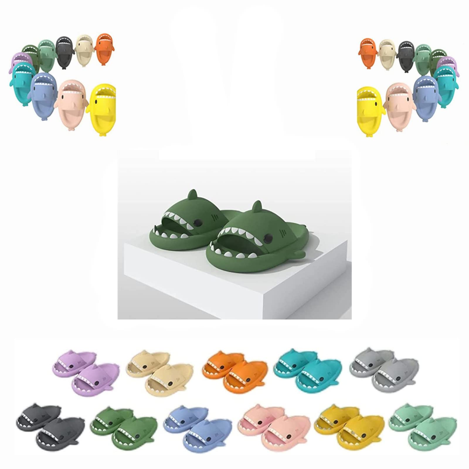 **Cute Shark Slippers for Women & Men - Unisex Open-Toe Slides with Lightweight Sole, Anti-Slip Shower Sandals - Perfect for Summer, Home, Beach & Poolside Relaxation**